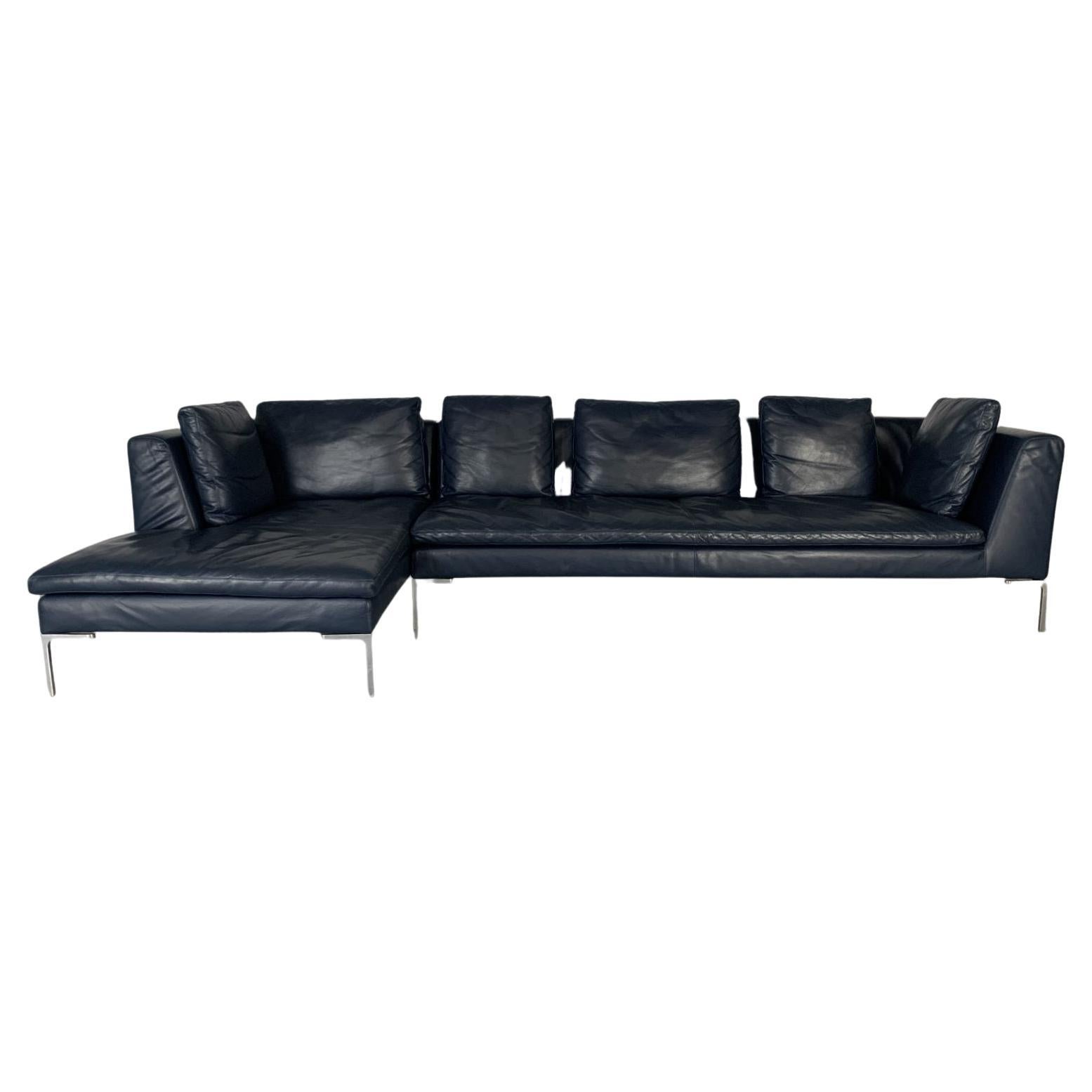 Navy Blue Leather Sofa by Nicoletti Salotti at 1stDibs nicoletti