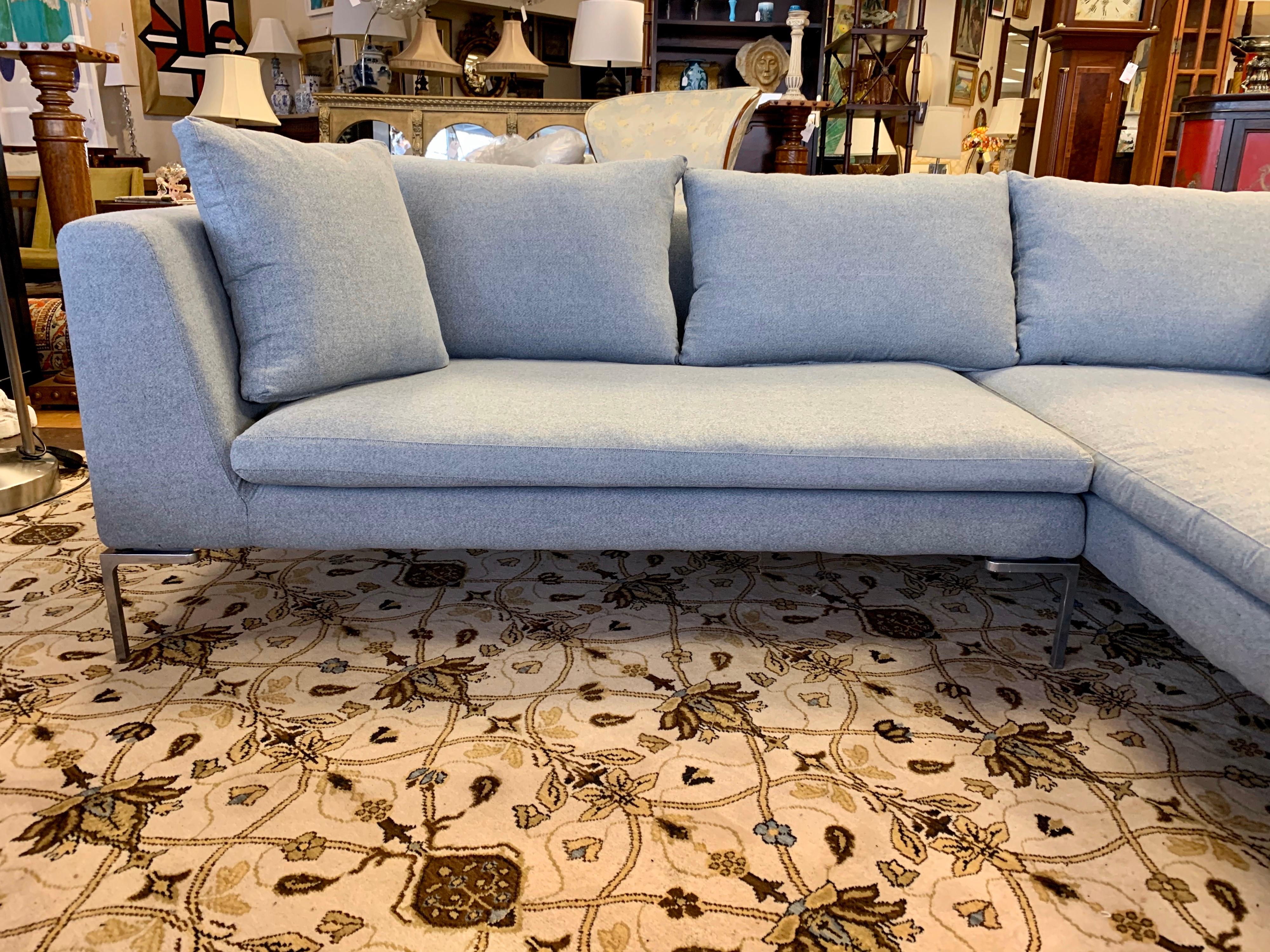 Mid-Century Modern B&B Italia Charles Sectional Sofa by Antonio Citterio Newly Upholstered