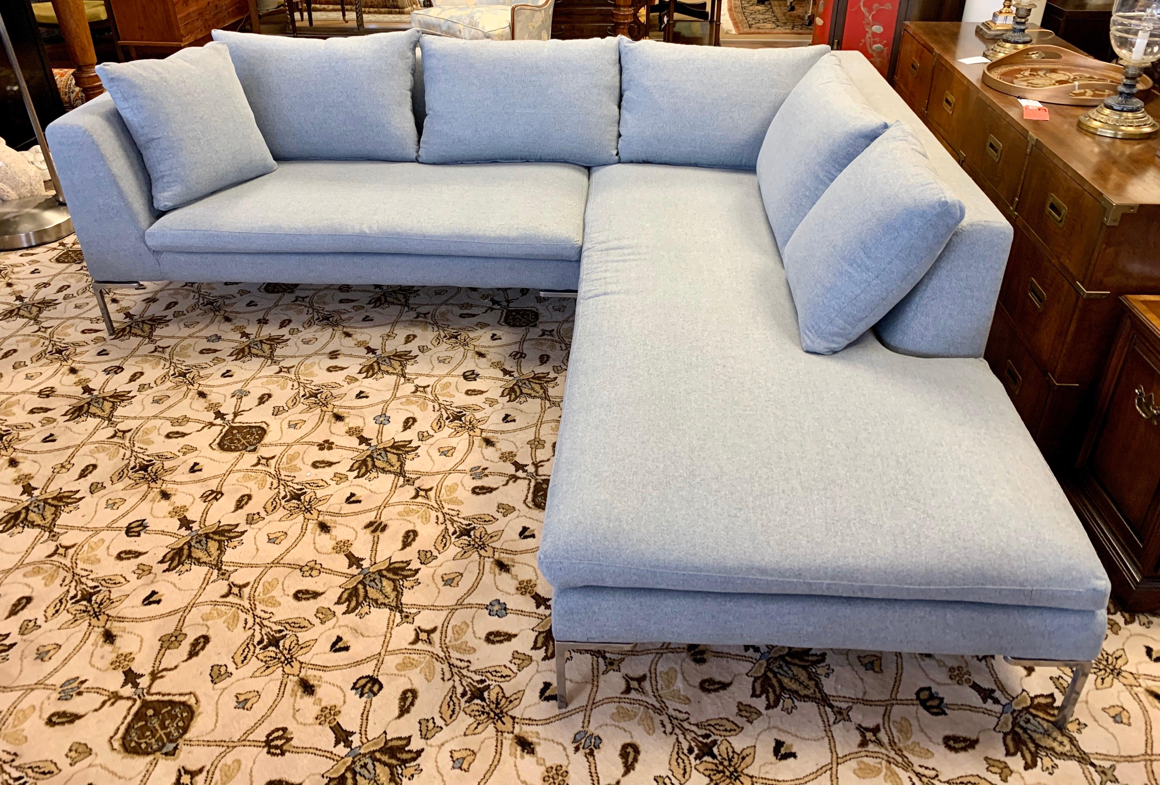 Aluminum B&B Italia Charles Sectional Sofa by Antonio Citterio Newly Upholstered