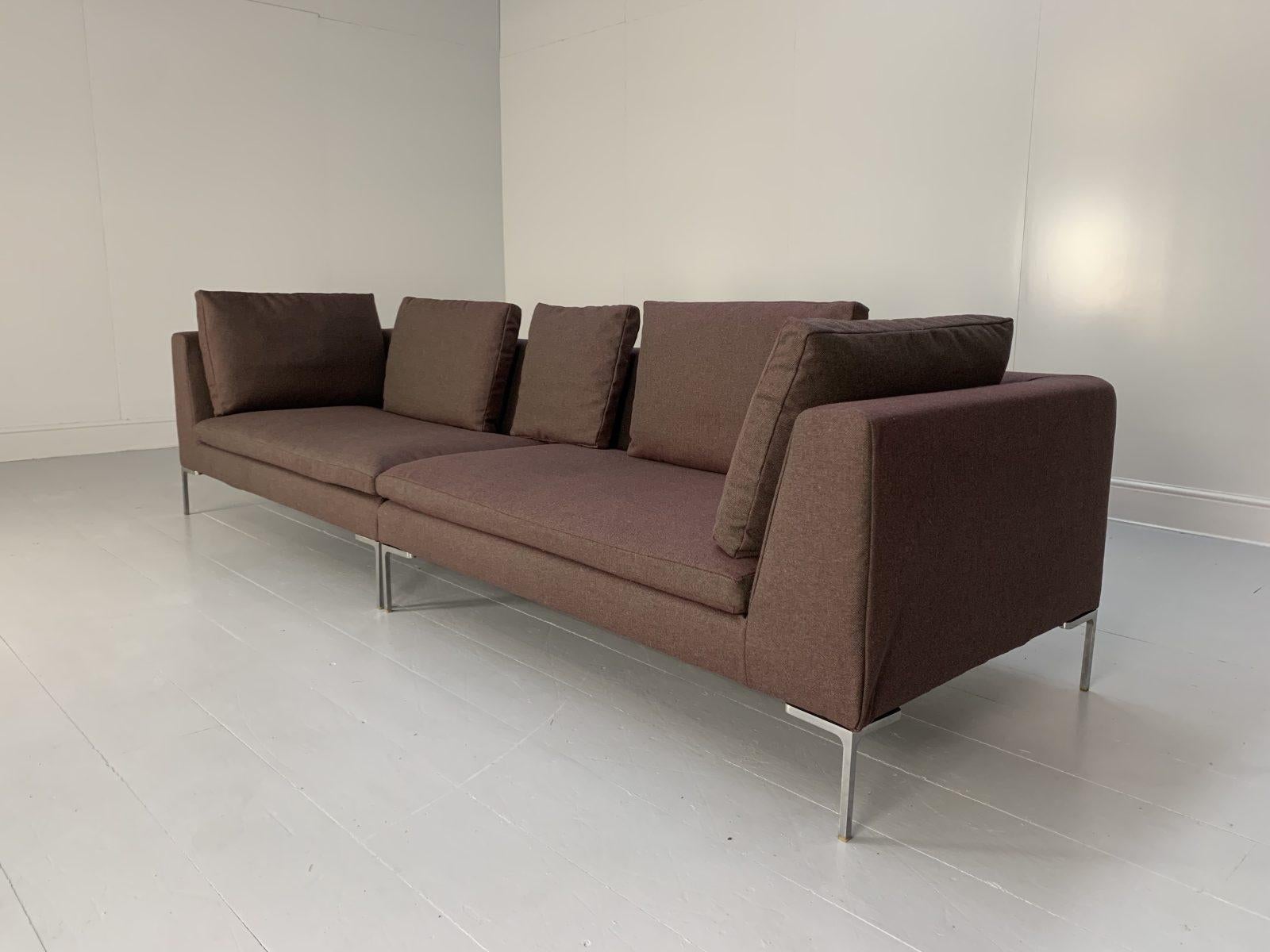 Contemporary B&B Italia “Charles” Sofa, 4-Seat Sectional, in Purple Wool For Sale