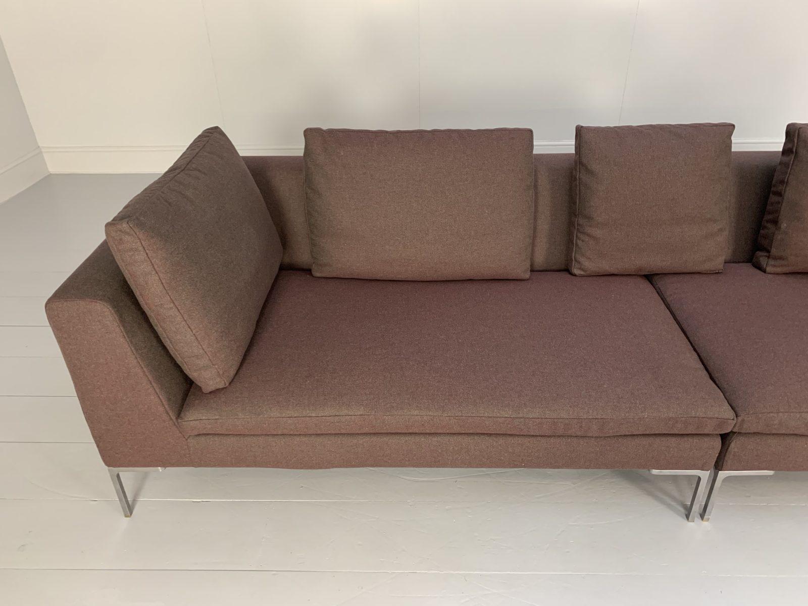 B&B Italia “Charles” Sofa, 4-Seat Sectional, in Purple Wool For Sale 2
