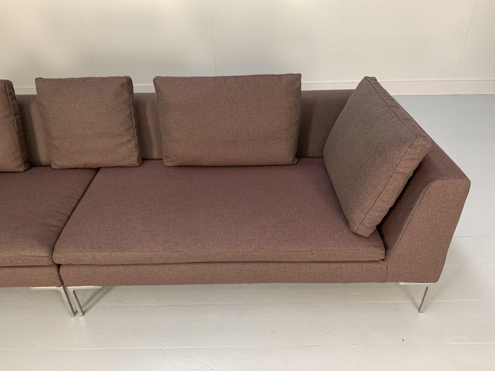 B&B Italia “Charles” Sofa, 4-Seat Sectional, in Purple Wool For Sale 4