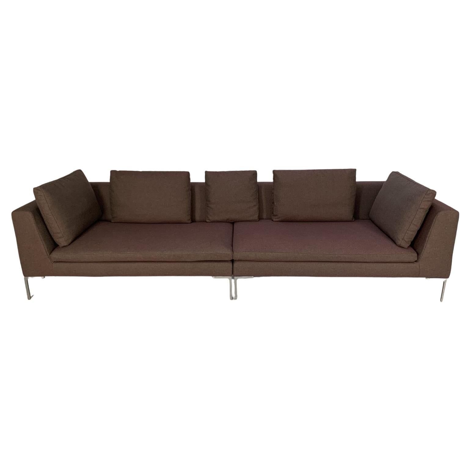 B&B Italia “Charles” Sofa, 4-Seat Sectional, in Purple Wool For Sale