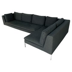B&B Italia “Charles” Sofa – 5-Seat L-Shape – In Blue Grey Fabric