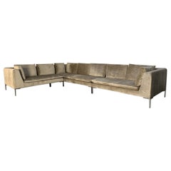 B&B Italia “Charles” Sofa, 7-Seat L-Shape, in Neutral Velvet