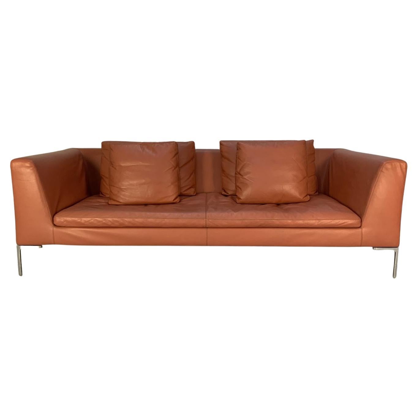 B&B Italia “Charles” Sofa – “CH230” 3-Seat – In Dark Pink “Gamma” Leather
