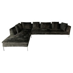 B&B Italia “Charles” Sofa – L-Shape 5-Seat – In Dark Grey Velvet