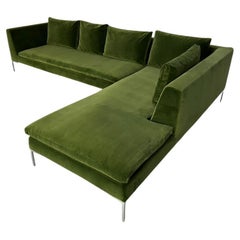 B&B Italia "Charles" Sofa - L-Shape 5-Seat - In Green Italian Velvet