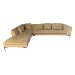 B&B Italia “Charles” Sofa – L-Shape 5-Seat – In Sand Alcantara