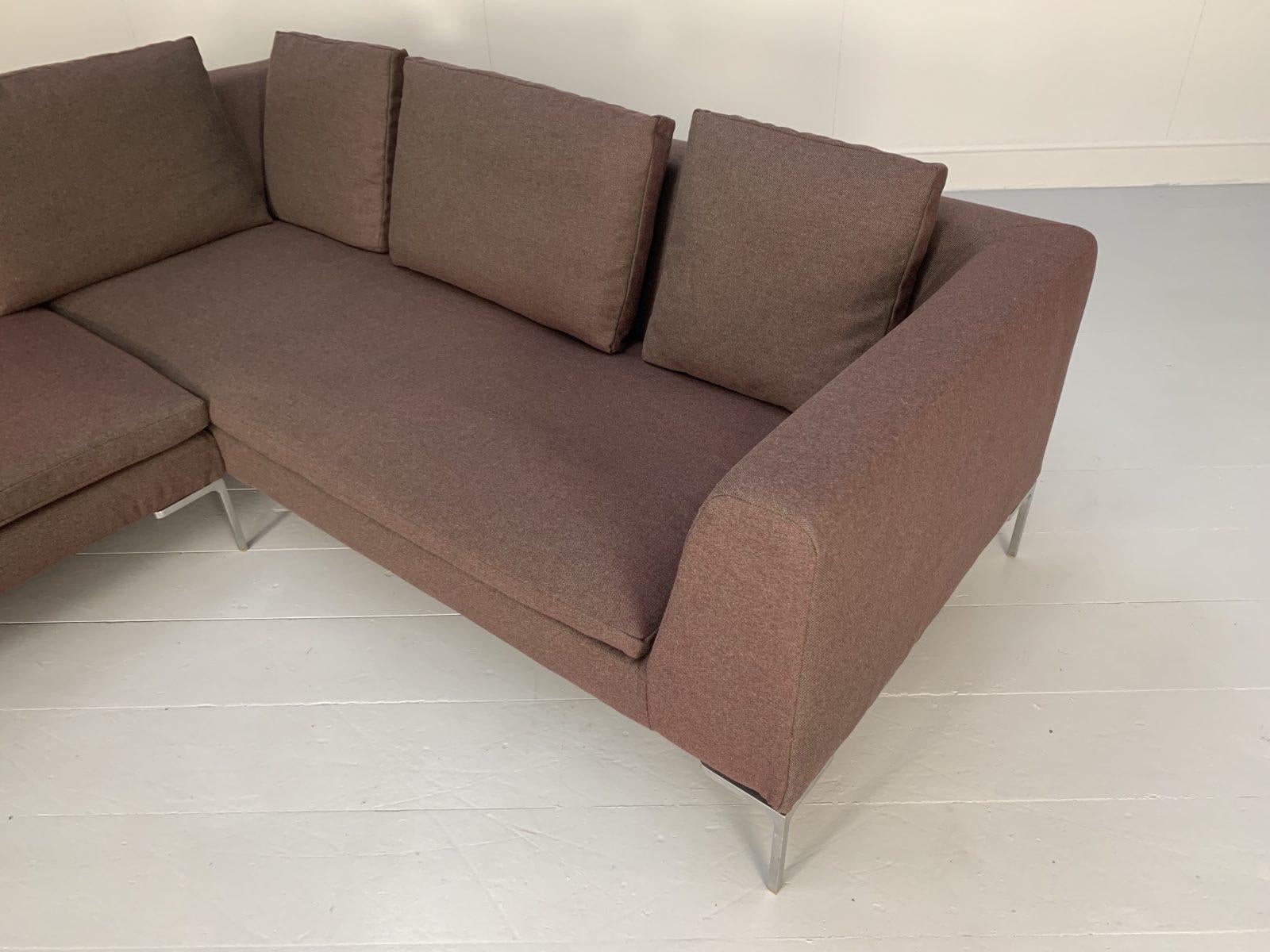 B&B Italia “Charles” Sofa, L-Shape Sectional, in Purple Wool In Good Condition For Sale In Barrowford, GB