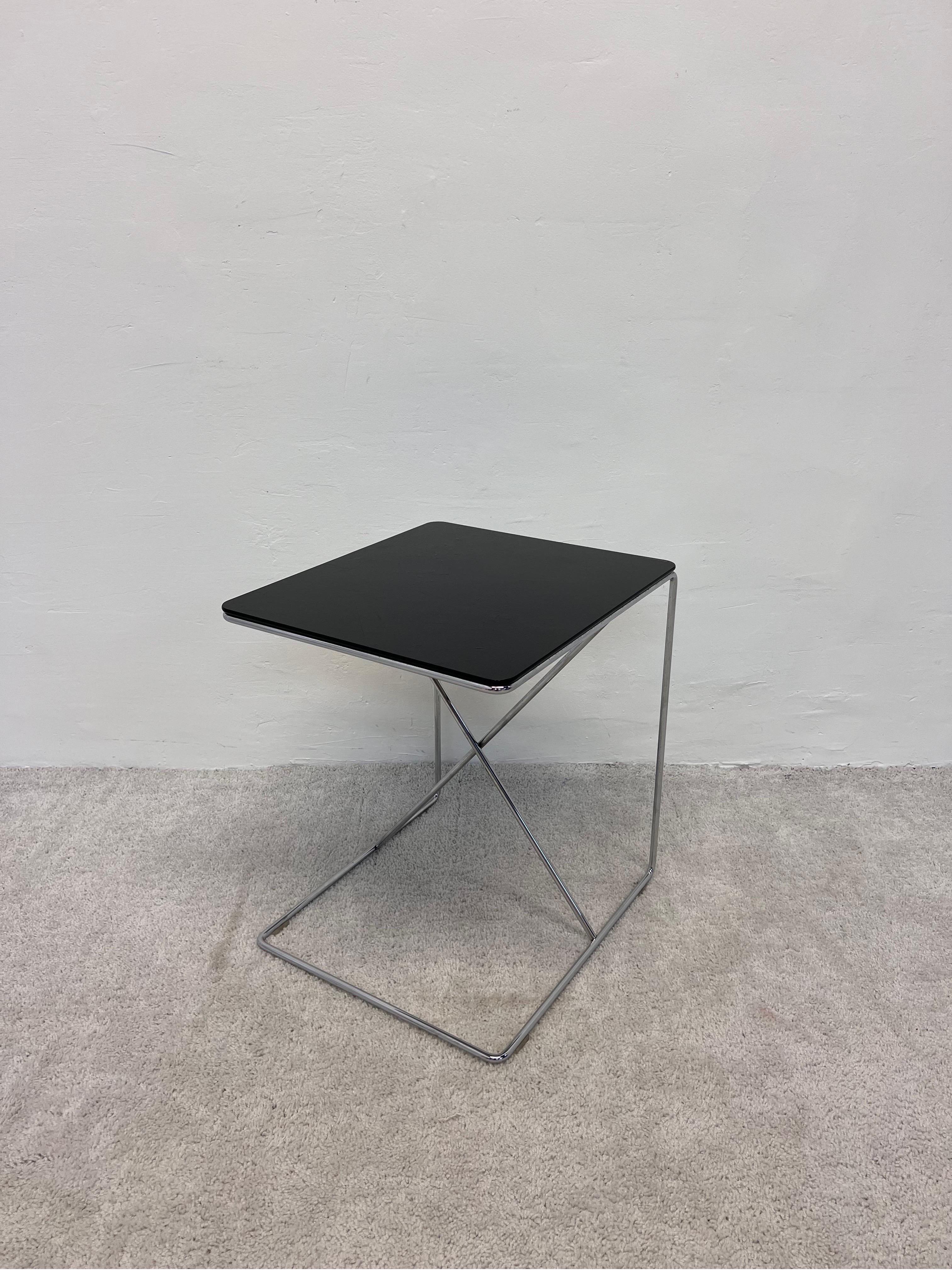 Modern B&B Italia Chrome Wire and Smoked Glass Side Table, 1980s