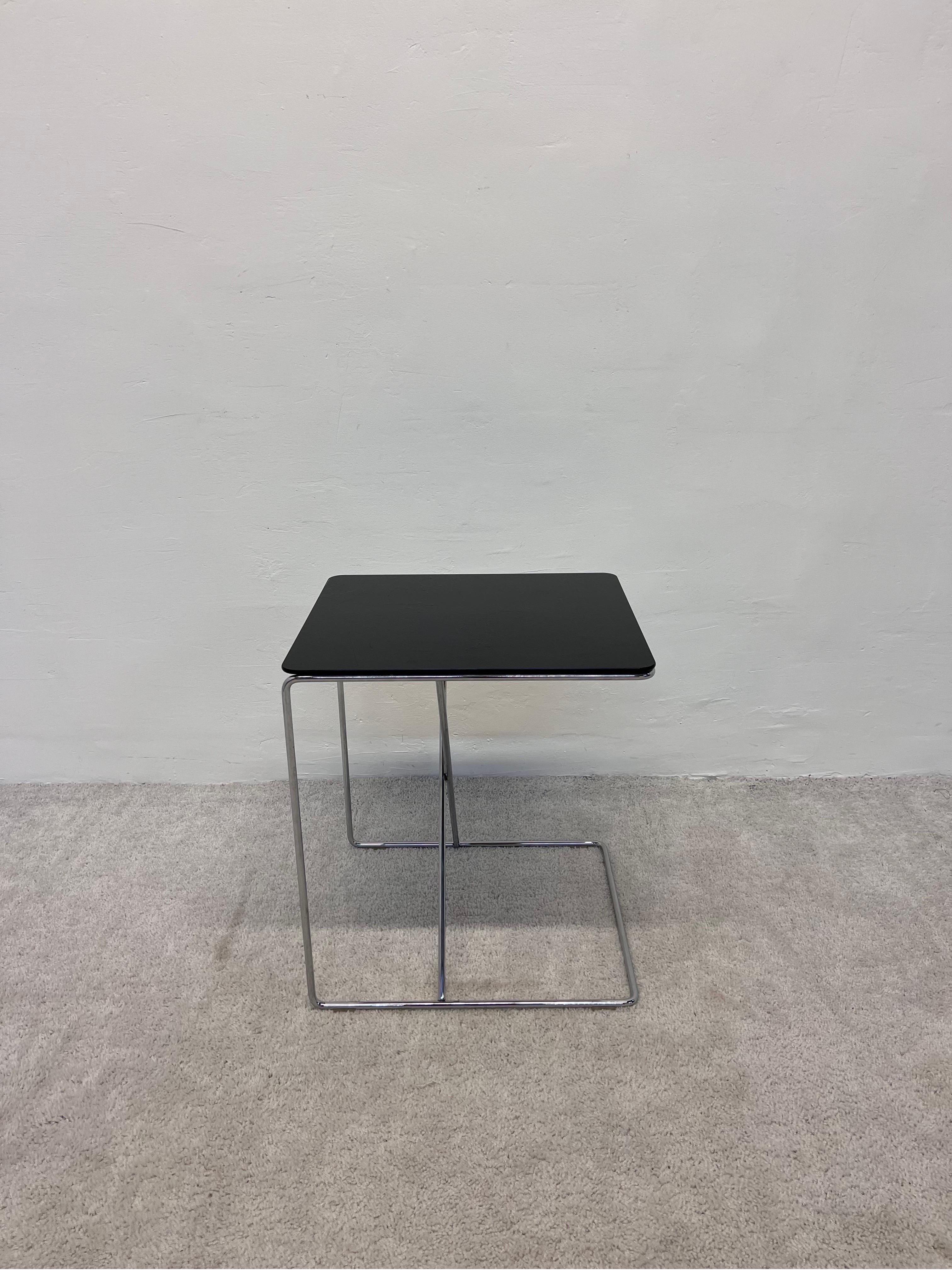 20th Century B&B Italia Chrome Wire and Smoked Glass Side Table, 1980s