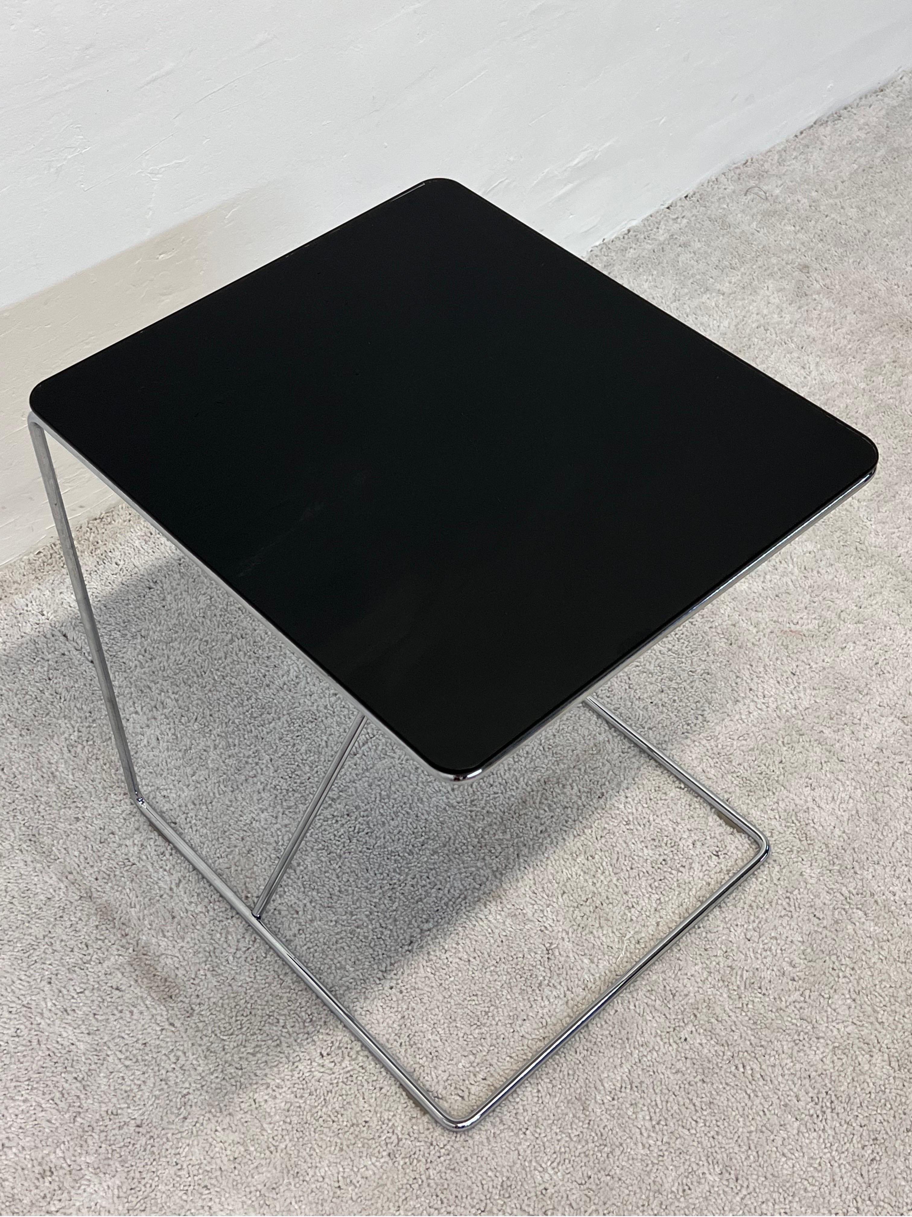 B&B Italia Chrome Wire and Smoked Glass Side Table, 1980s 1