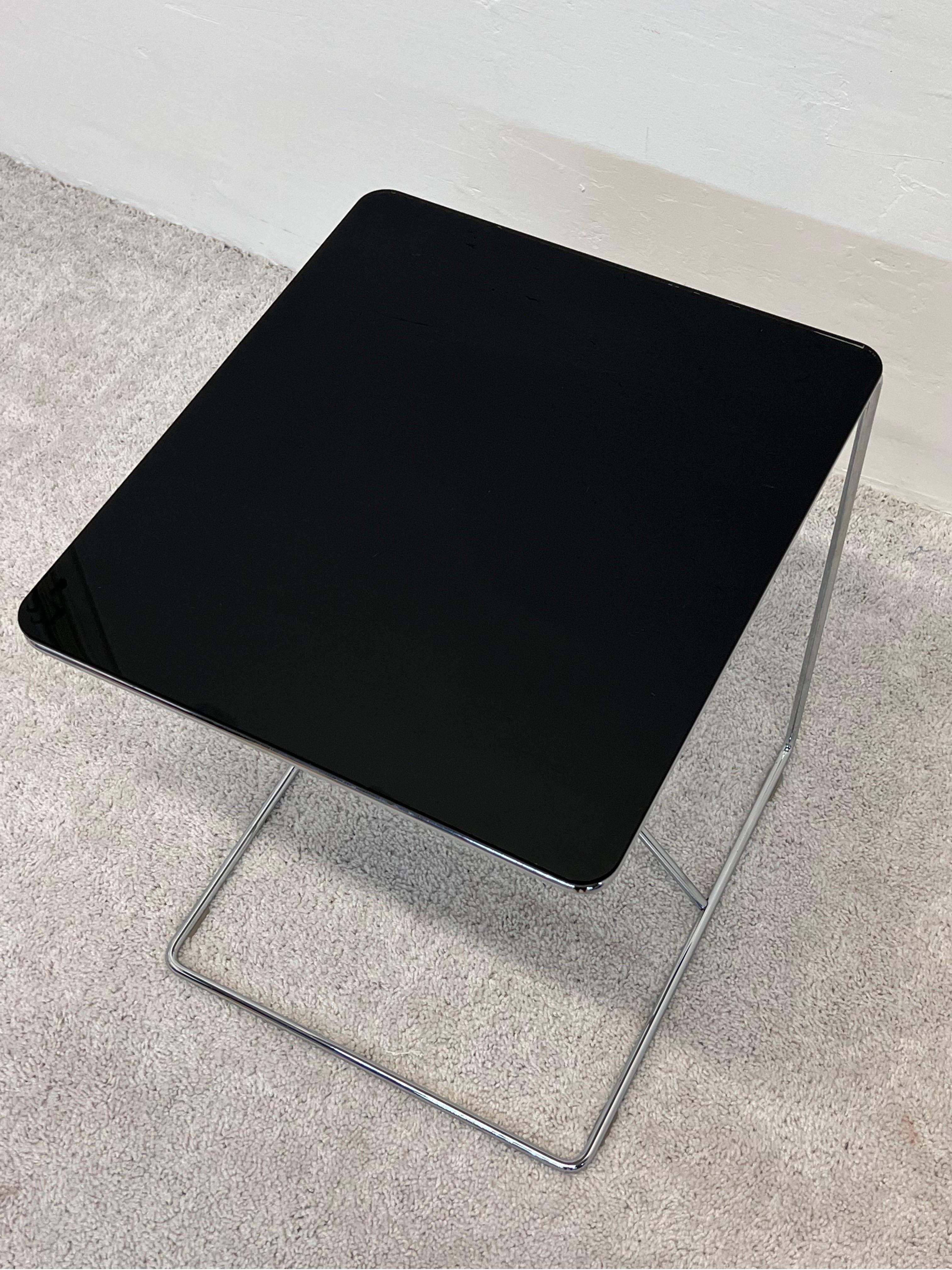 B&B Italia Chrome Wire and Smoked Glass Side Table, 1980s 2