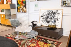 B&B Italia Contemporary Modern Dark Wood and Chrome Domus Floor Storage Unit