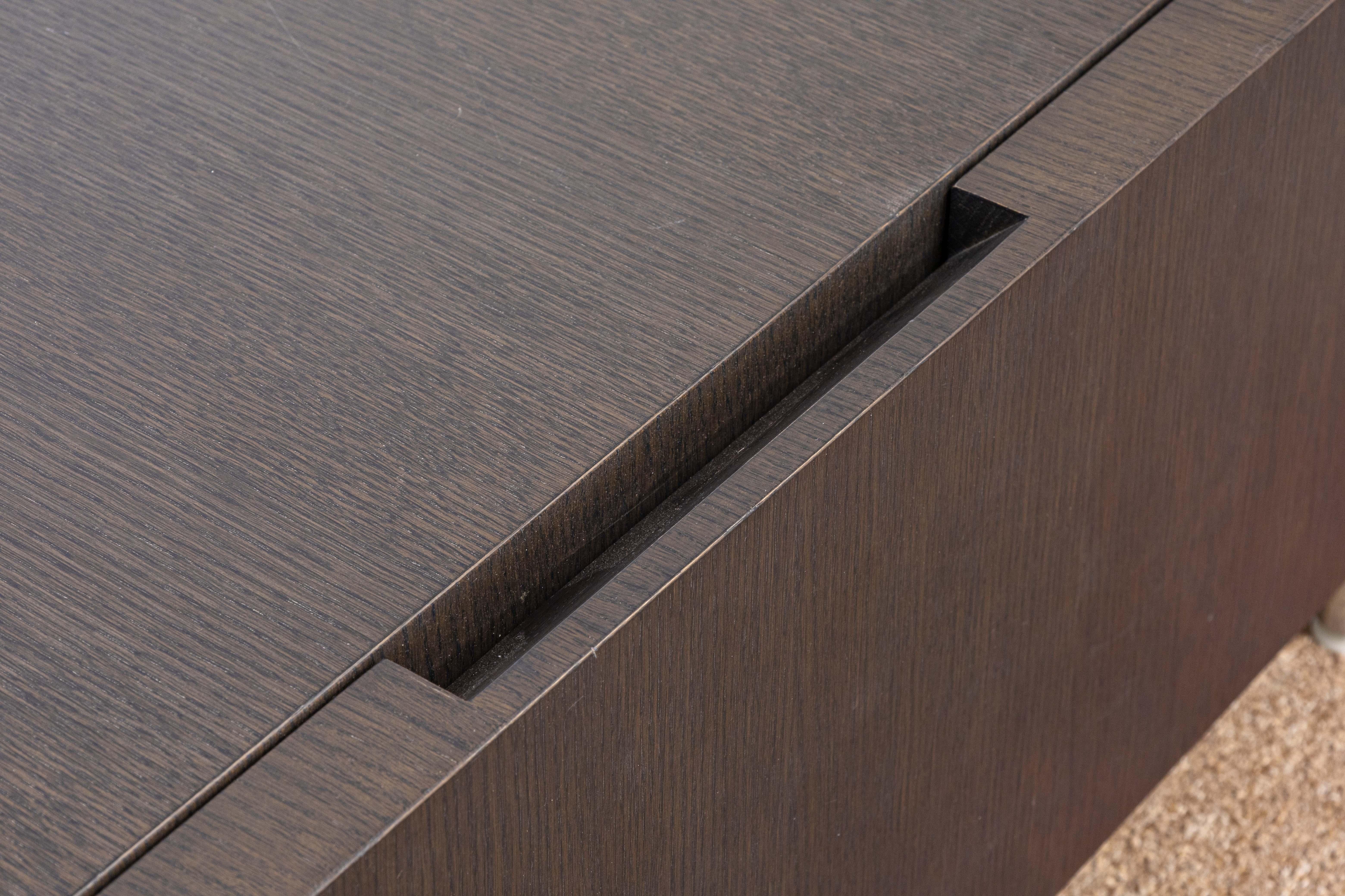 20th Century B&B Italia Contemporary Modern Dark Wood and Chrome Domus Floor Storage Unit