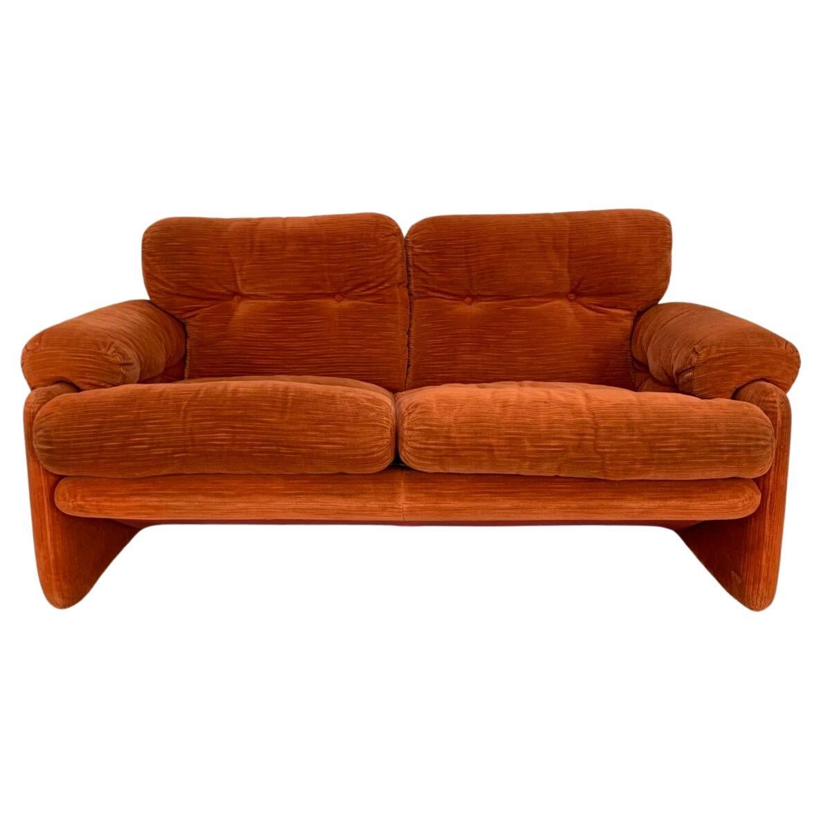 B&B Italia "Coronado" 2-Seat Sofa - In Orange Velvet - RRP £6000 For Sale