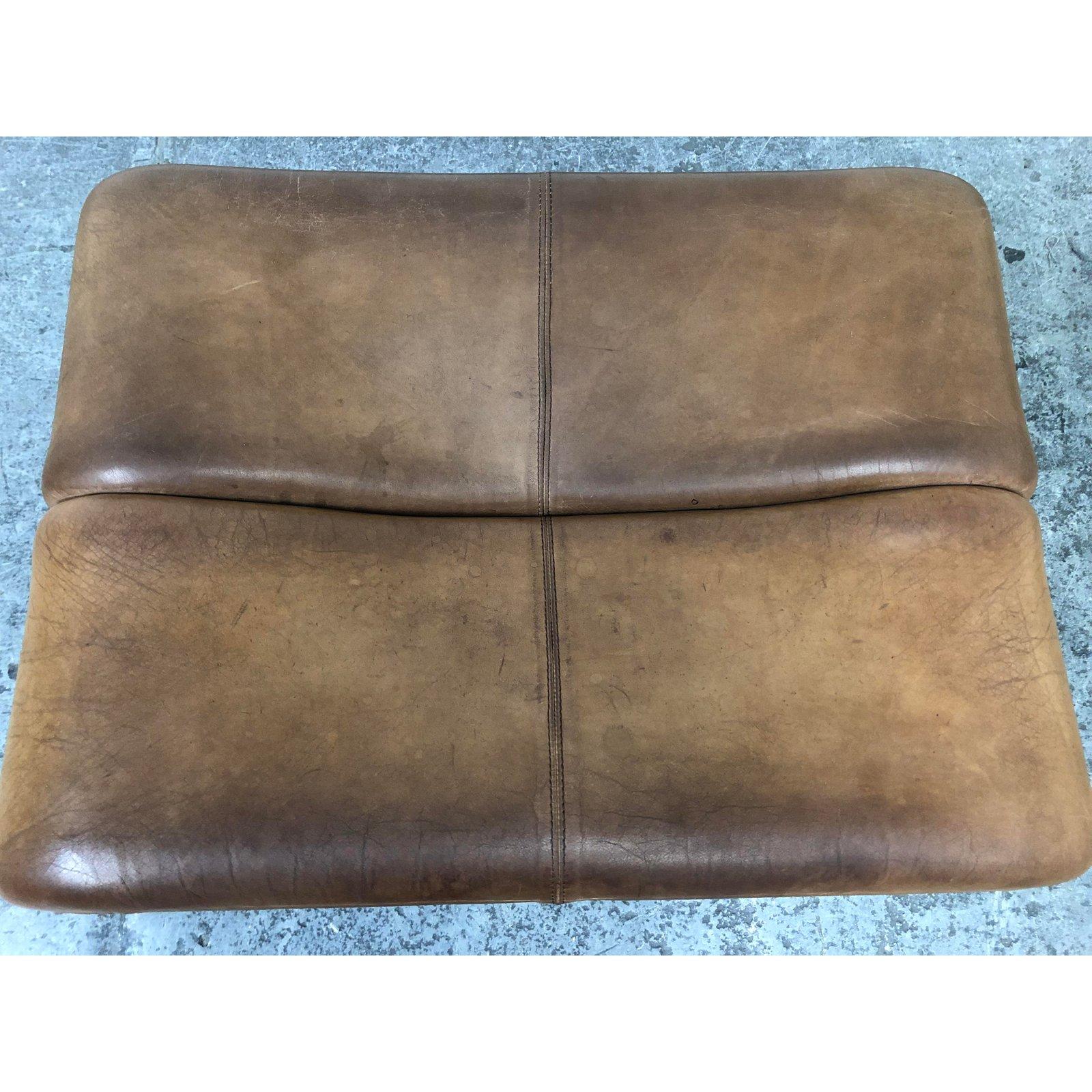 Mid-Century Modern B&B Italia Coronado Alto Leather Ottoman For Sale