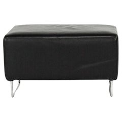 B&B Italia Diesis Black Leather Ottoman by Antonio Citterio and Paulo Nava