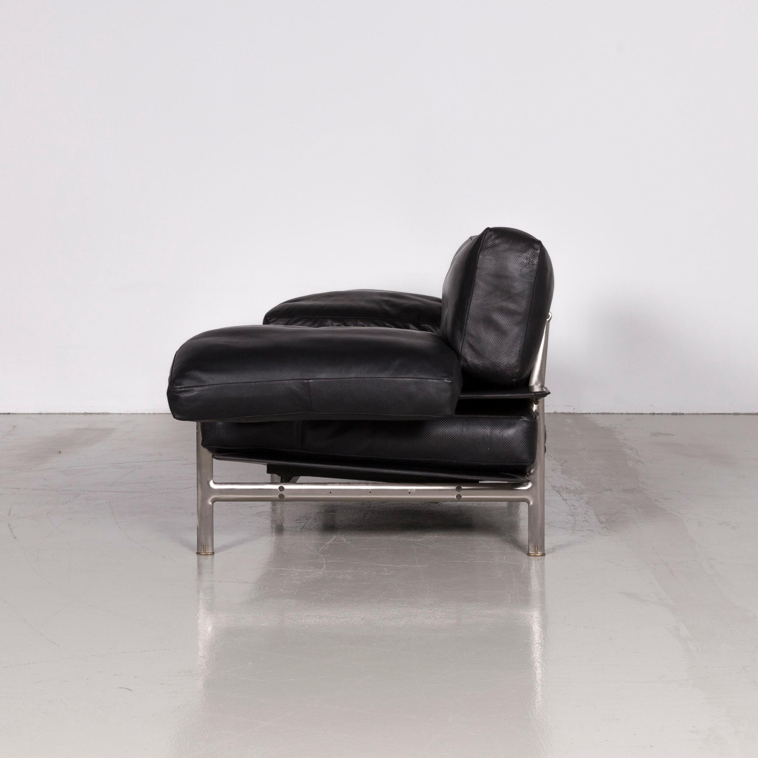 B&B Italia Diesis Designer Sofa Leather Black Three-Seat Couch Modern For Sale 5