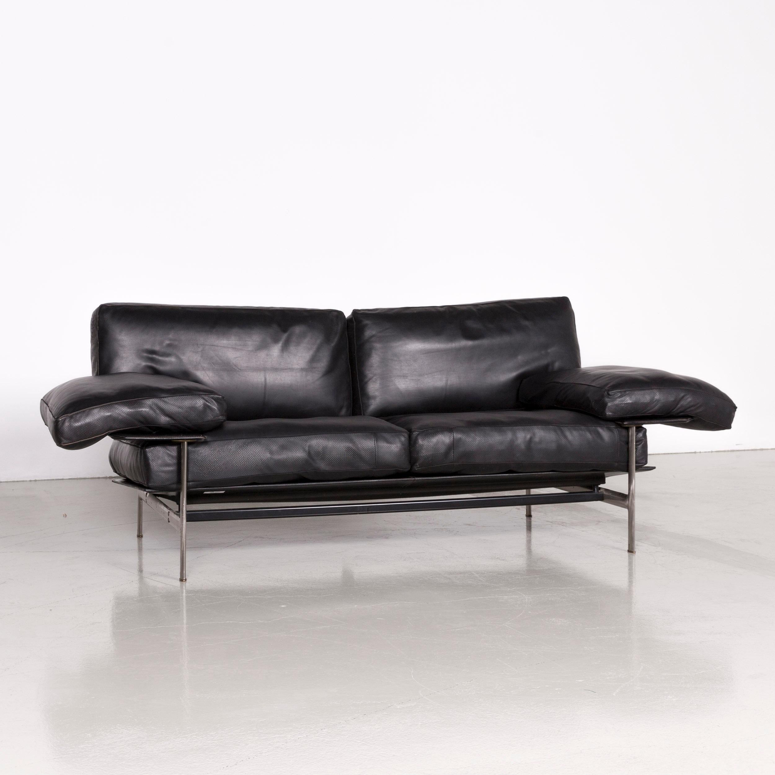 B&B Italia diesis designer sofa leather black three-seat couch modern.