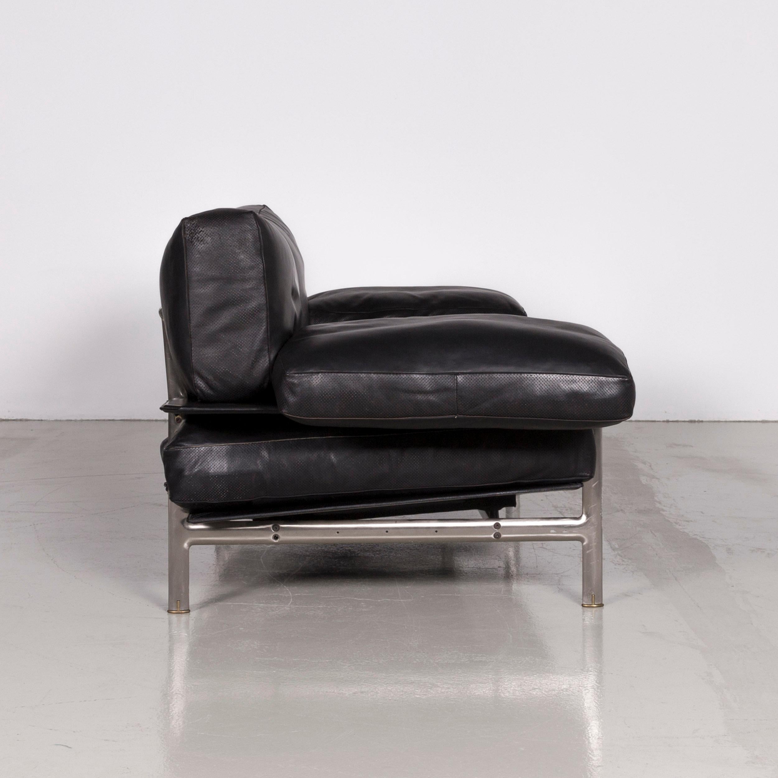 B&B Italia Diesis Designer Sofa Leather Black Three-Seat Couch Modern For Sale 3