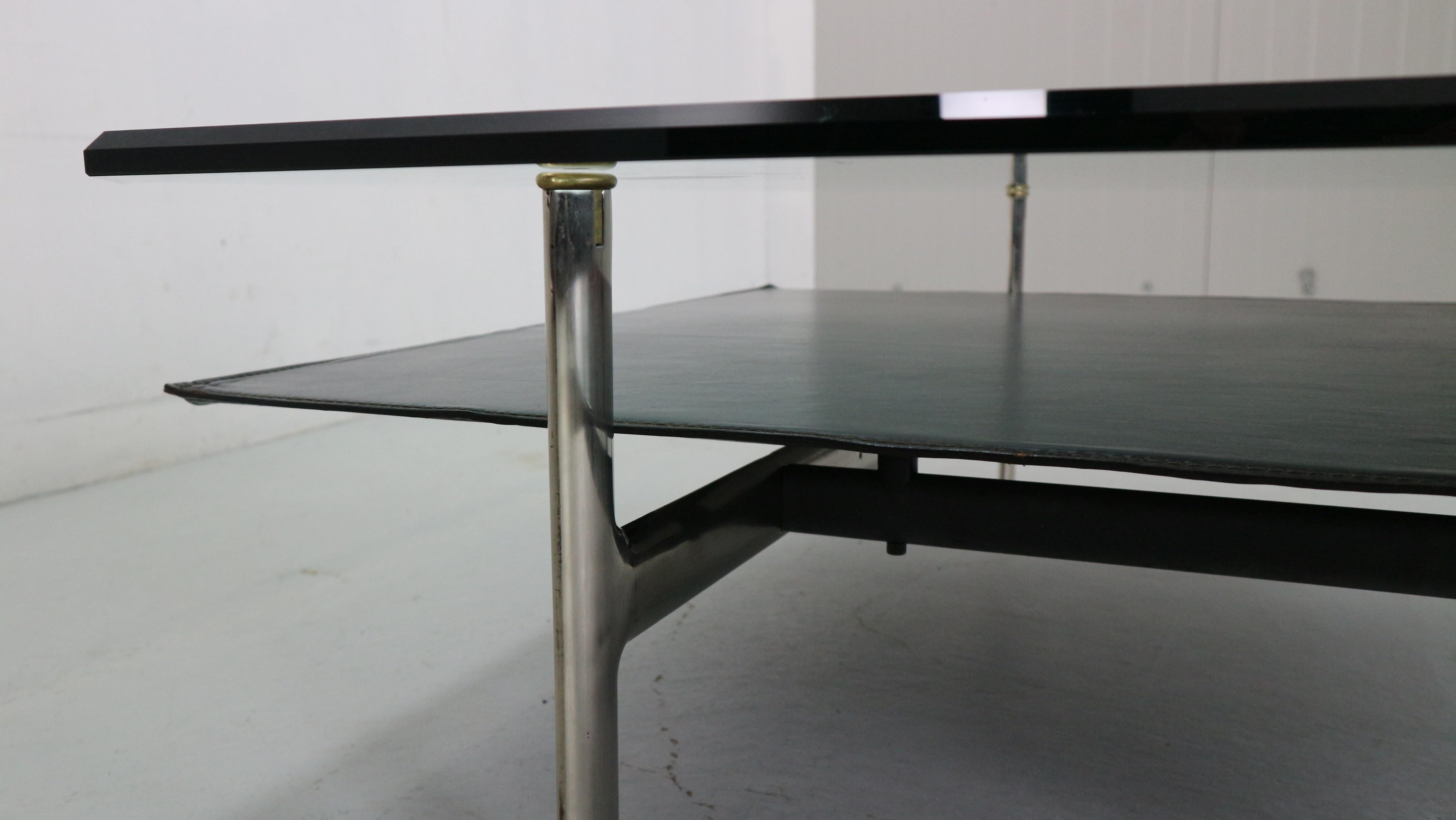 B&B Italia 'Diesis' Two-Tier Glass and Leather Coffee Table by Antonio Citterio  For Sale 11