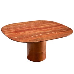 B&B Italia Dining Table in Leather and Travertine