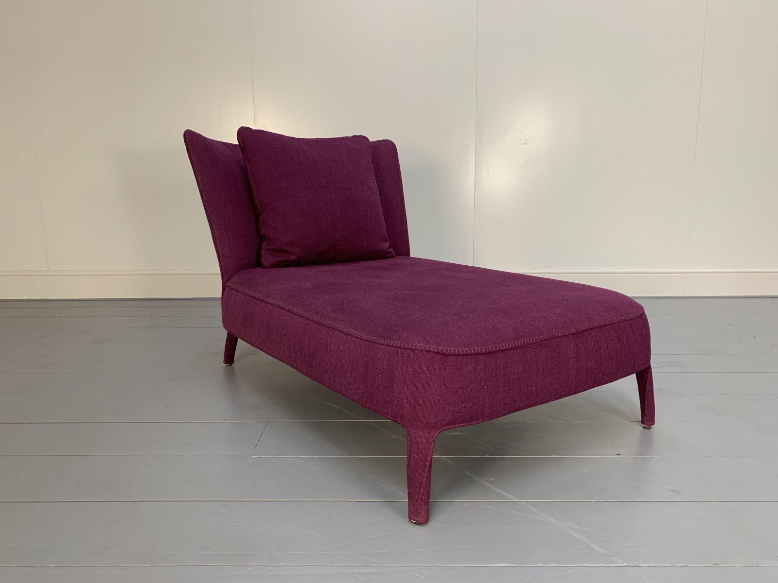 This is a superb, rare B&B Italia Maxalto “Febo 2807T” Chaise Longue dressed in a peerless, elegant woven-chenille “Enia 777” fabric in a pink-violet colour.

In a world of temporary pleasures, B&B Italia create beautiful furniture that remains a