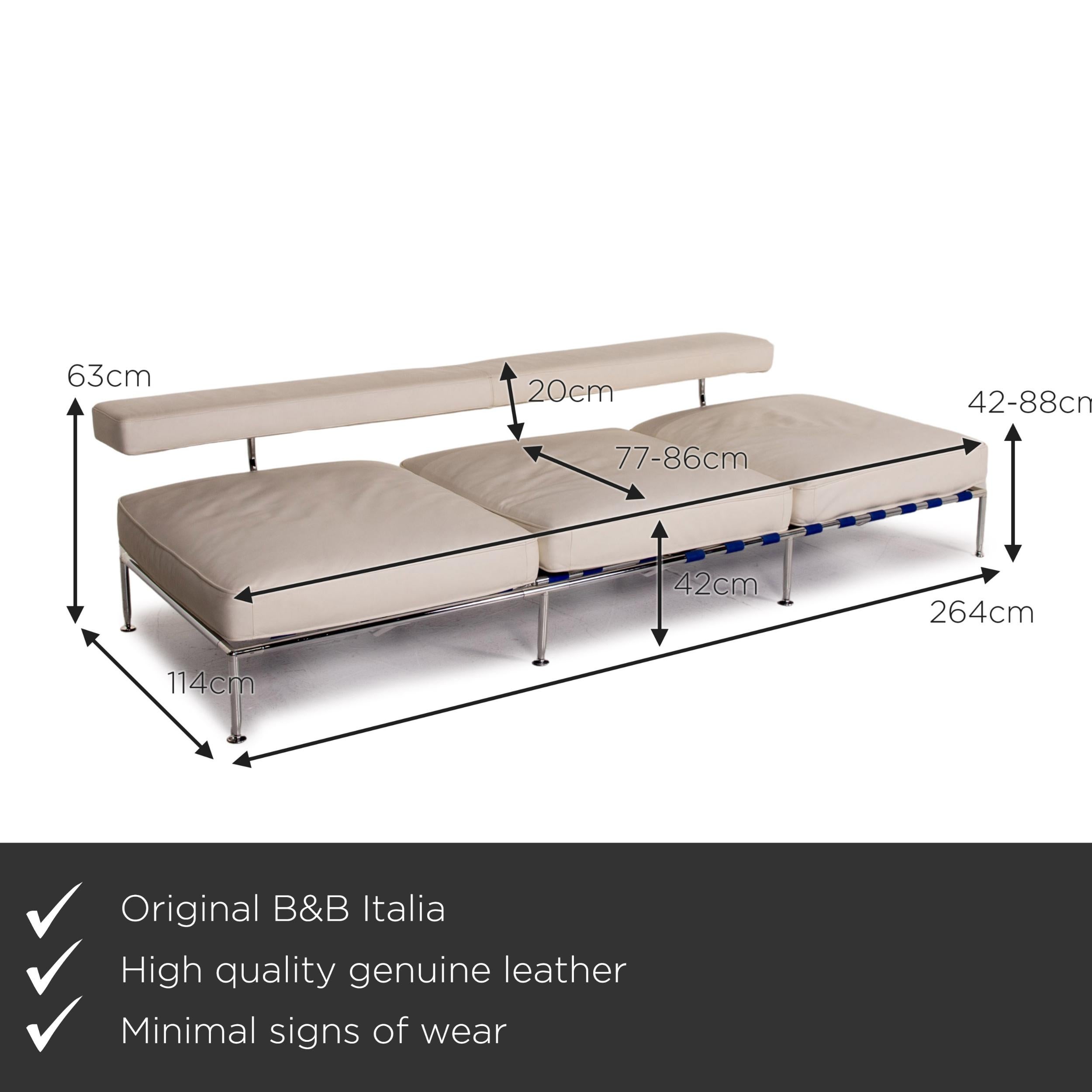 We present to you a B&B Italia free time leather lounger white daybed sleeping function sofa bed.
  
 

 Product measurements in centimeters:
 

Depth 114
Width 264
Height 63
Seat height 42
Rest height 42
Seat depth 77
Seat width