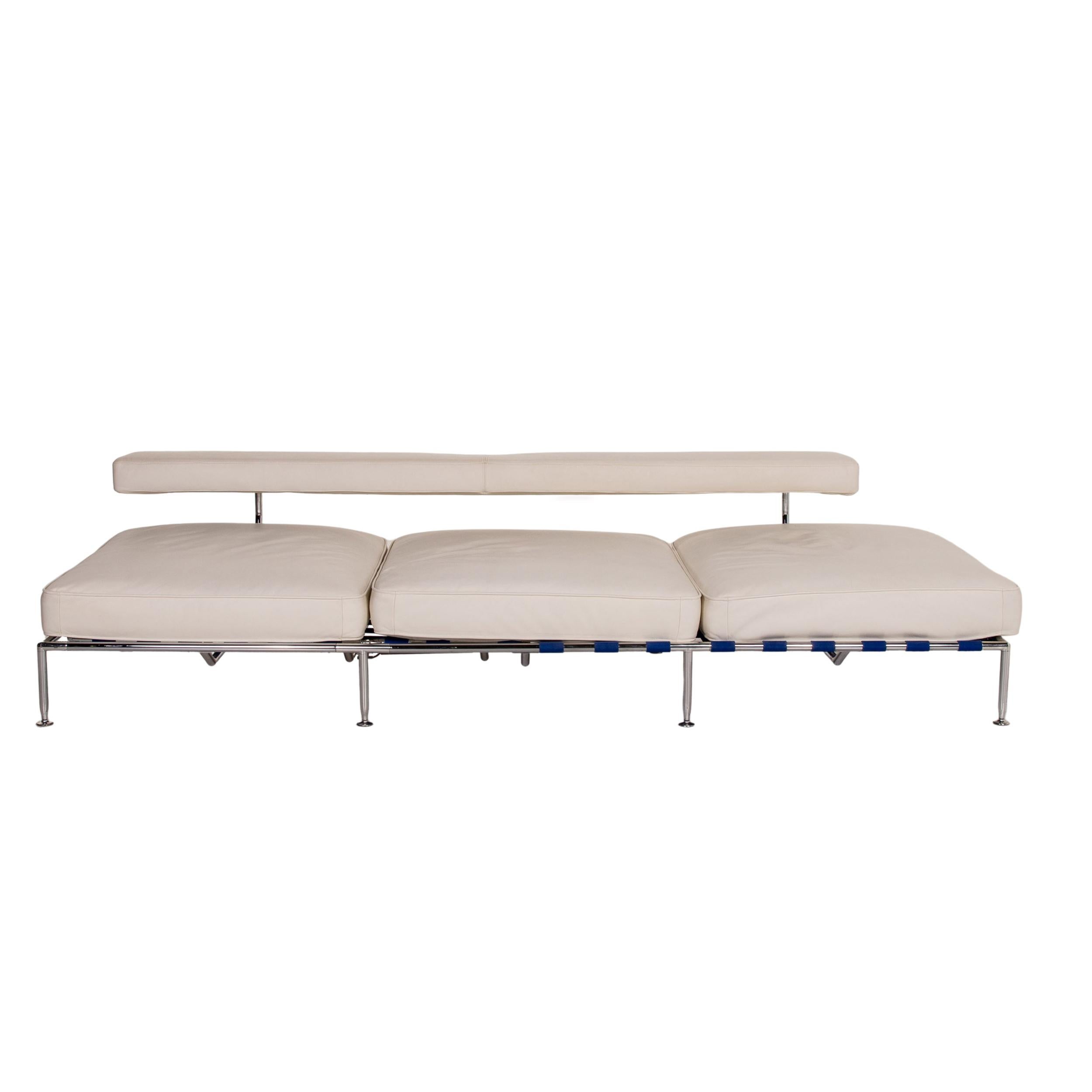 Contemporary B&B Italia Free Time Leather Lounger White Daybed Sleeping Function Sofa Bed