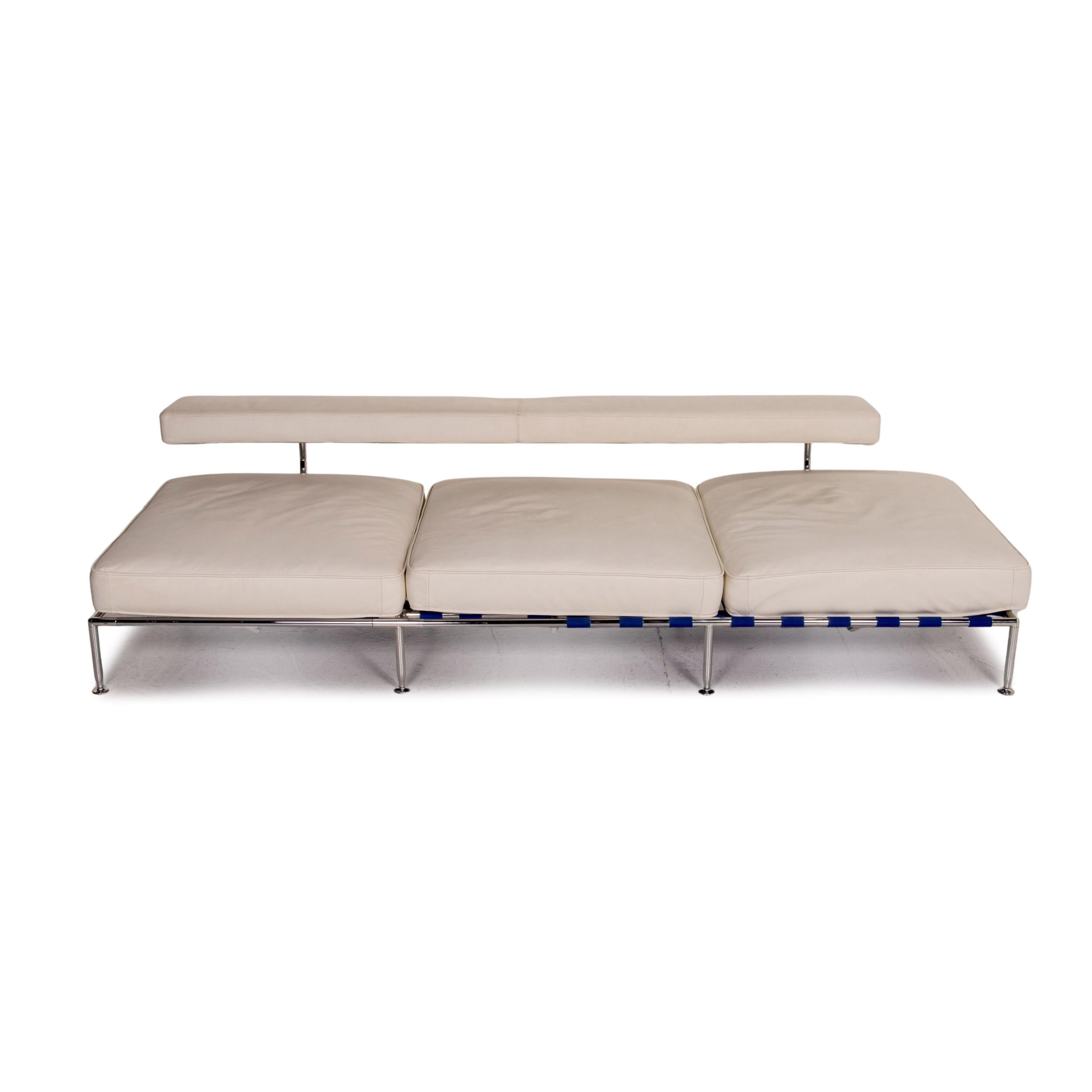 B&B Italia Free Time Leather Lounger White Daybed Sleeping Function Sofa Bed 2