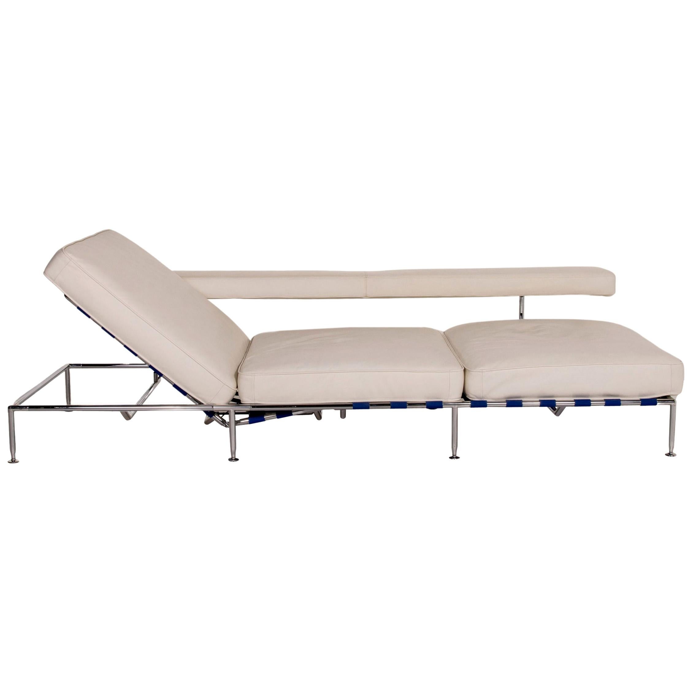 B&B Italia Free Time Leather Lounger White Daybed Sleeping Function Sofa Bed
