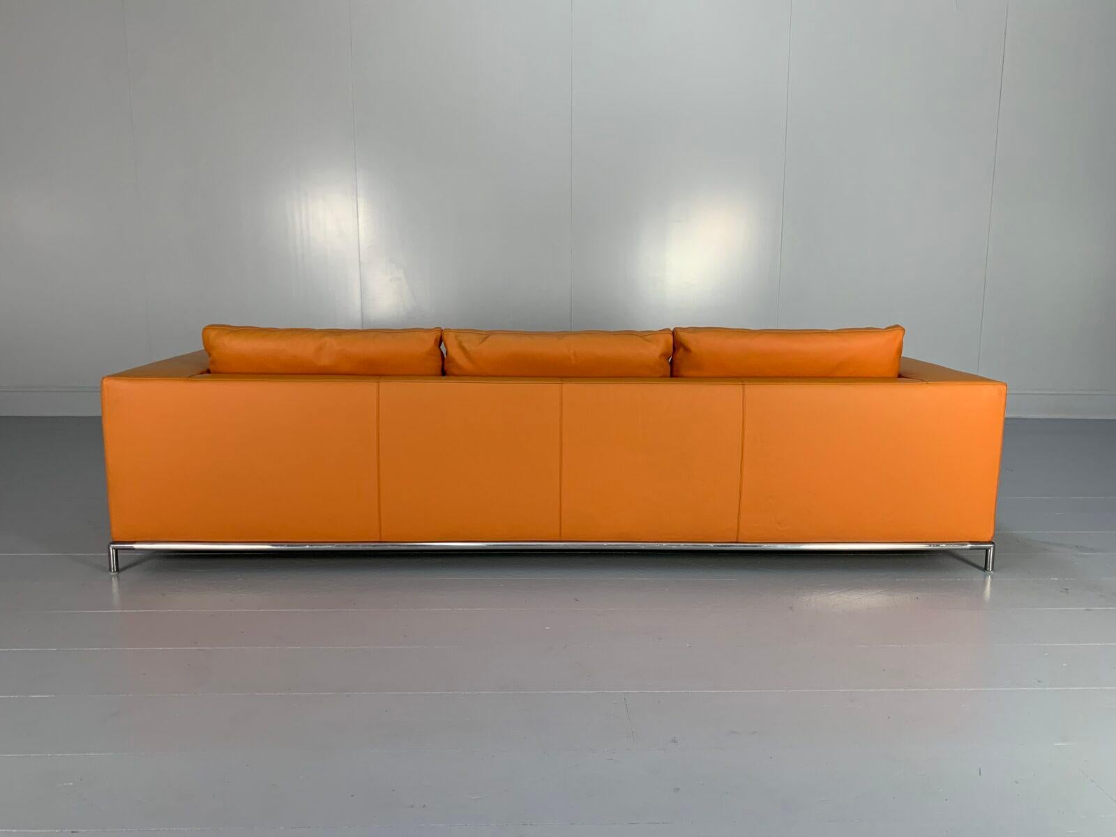 B&B Italia “George” 3-Seat Sofa – In Tan Orange “Gamma” Leather In Good Condition In Barrowford, GB