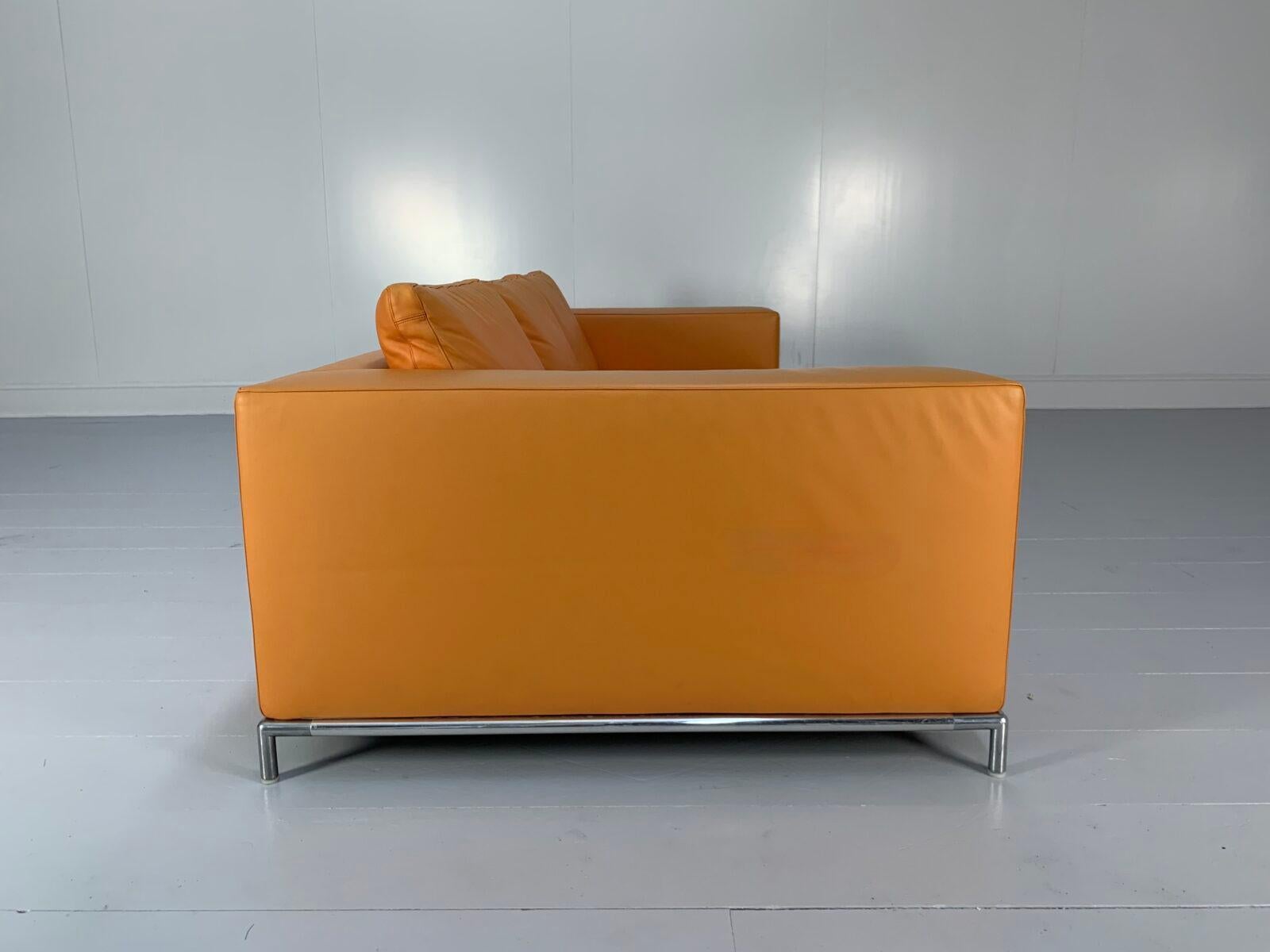 Contemporary B&B Italia “George” 3-Seat Sofa – In Tan Orange “Gamma” Leather