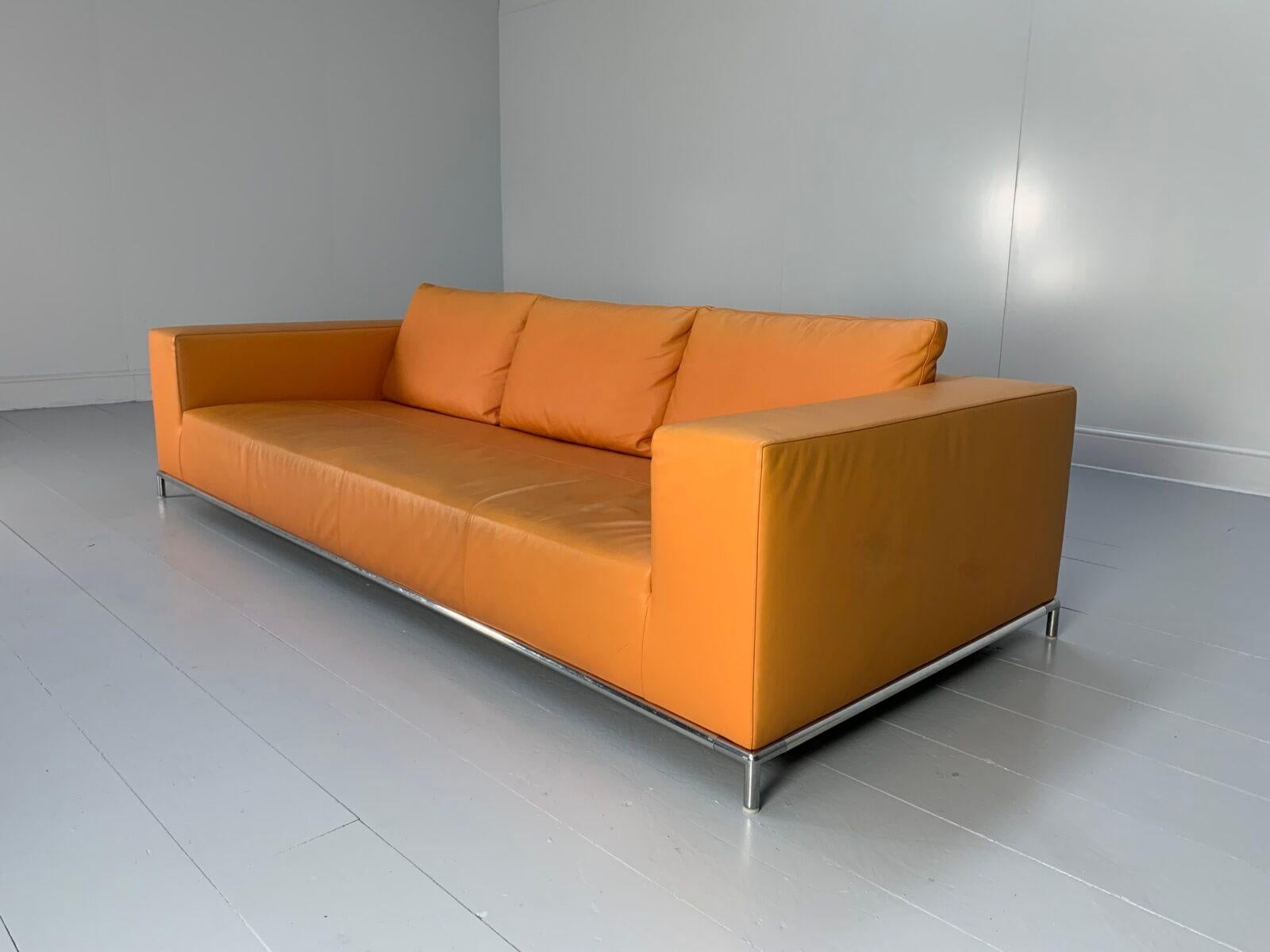 B&B Italia “George” 3-Seat Sofa – In Tan Orange “Gamma” Leather 2