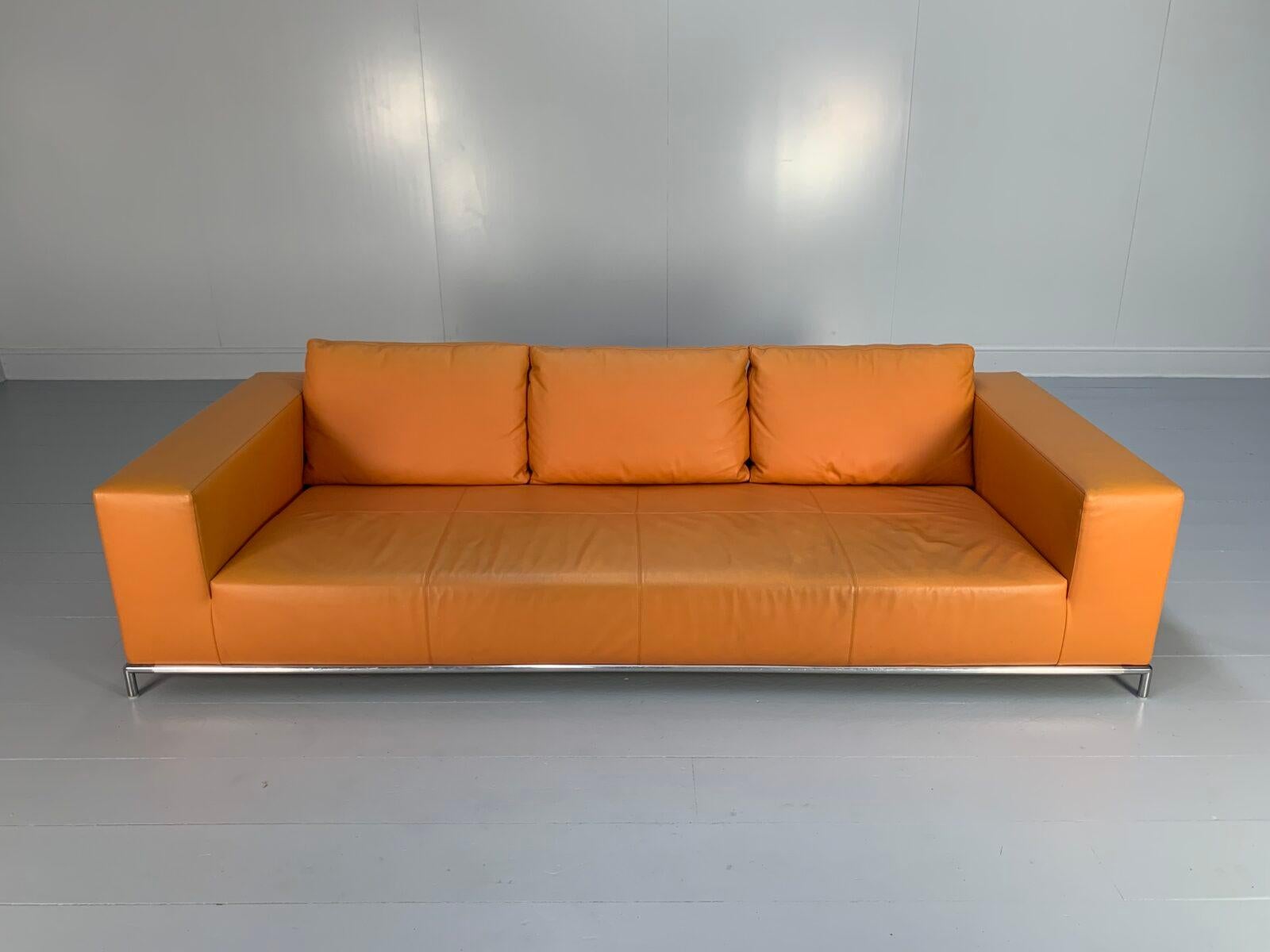 B&B Italia “George” 3-Seat Sofa – In Tan Orange “Gamma” Leather 3