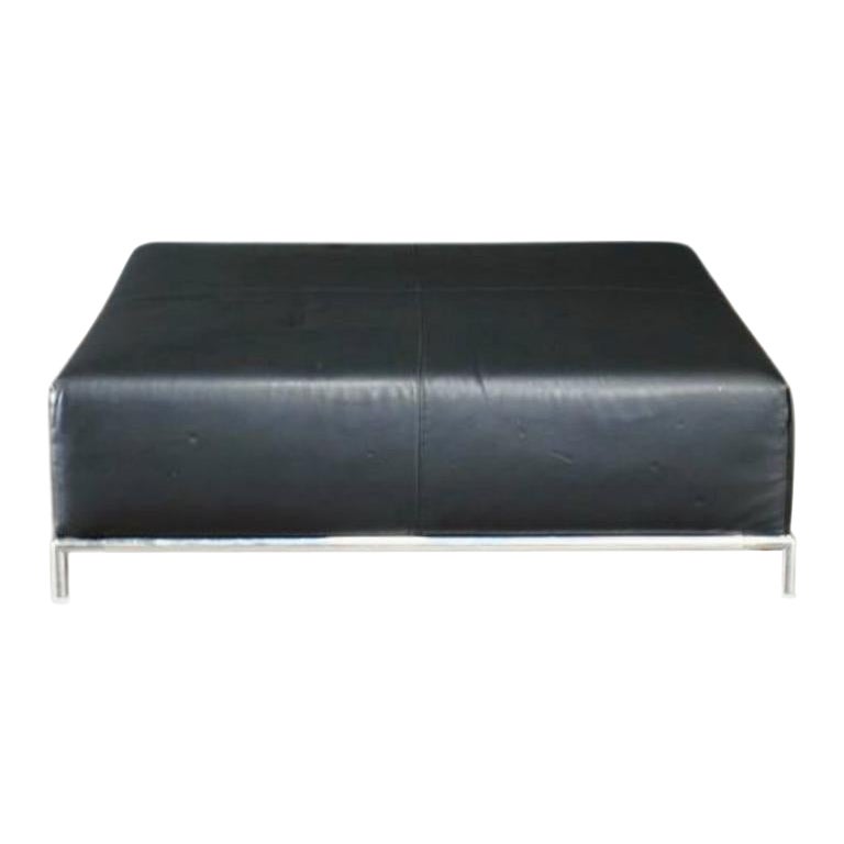 B&B Italia George Black Leather Ottoman by Antonio Citterio