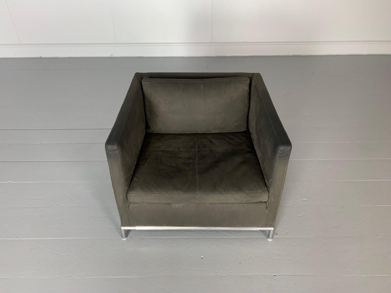 grey suede armchair