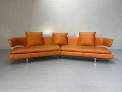 B&B Italia "George" L-Shape Sofa - In Orange "Gamma" Leather