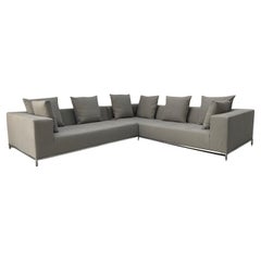 B&B Italia “George” L-Shape Sofa – In Pale Grey Linen