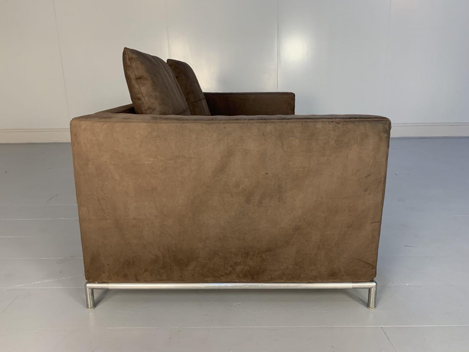 Contemporary B&B Italia “George” Sofa 2.5-Seat Sofa in Brown Alcantara Suede For Sale