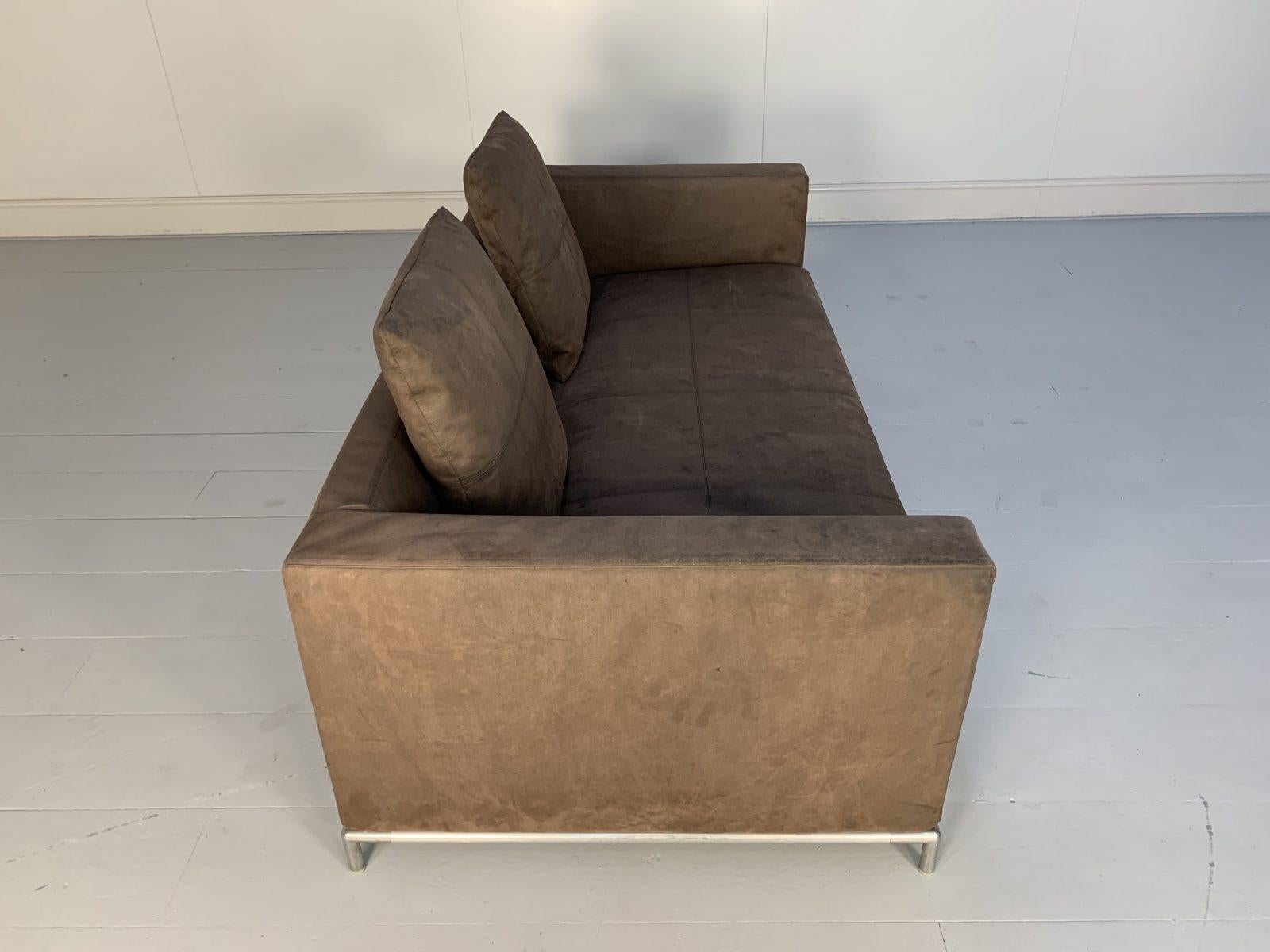 B&B Italia “George” Sofa 2.5-Seat Sofa in Brown Alcantara Suede For Sale 3