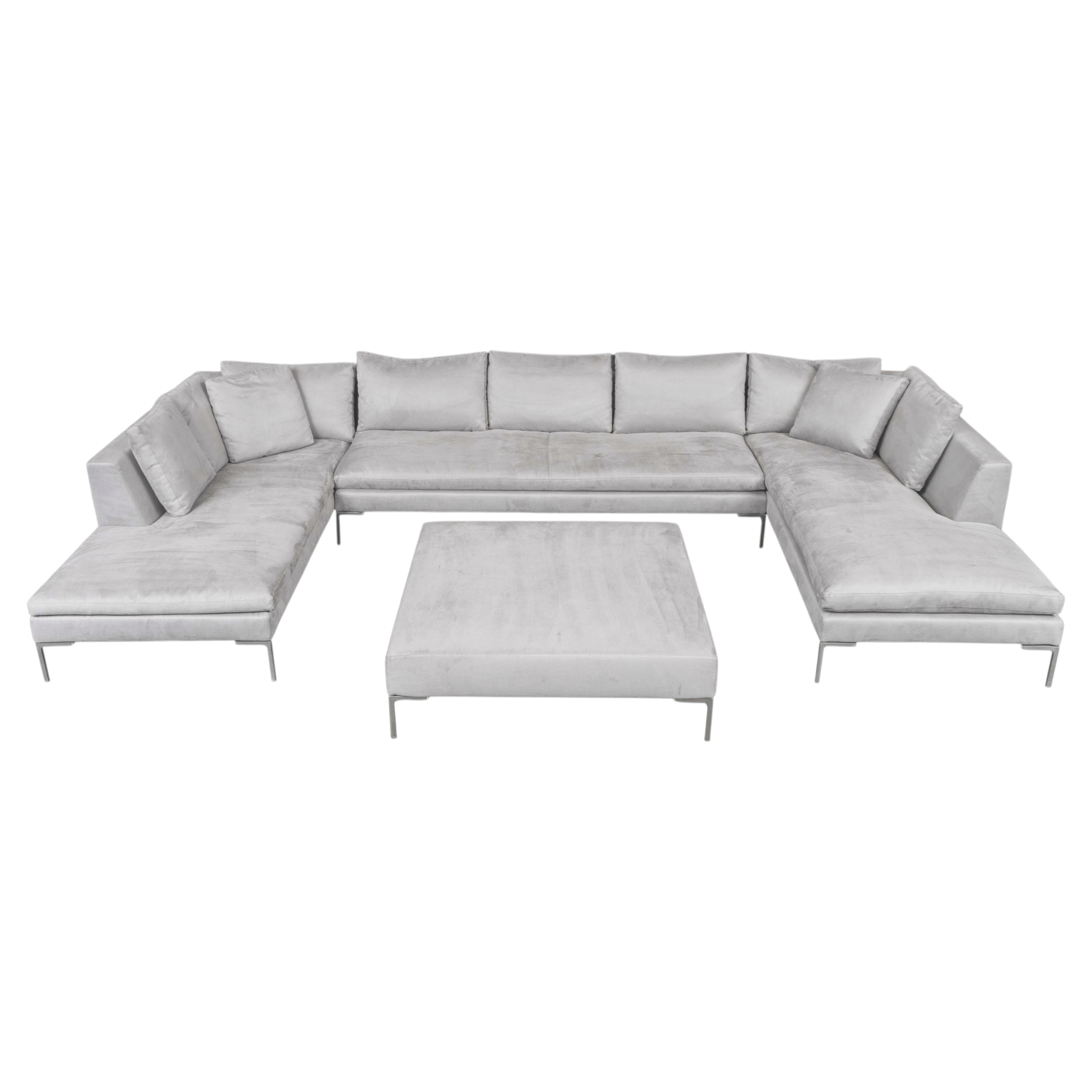 B&B Italia Grey Suede Sectional Sofa, Four-Piece, 21st Century