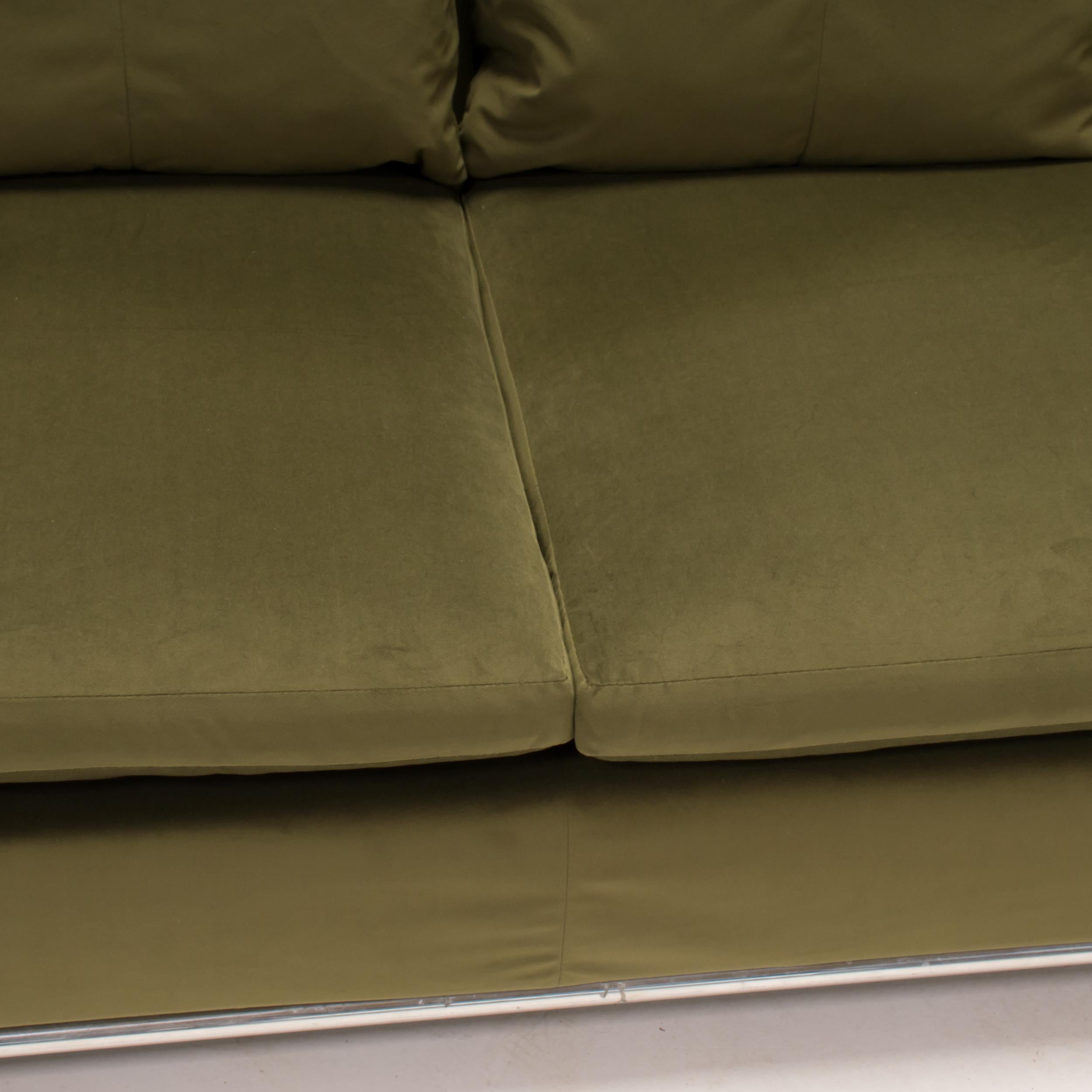 B&B Italia Green Velvet George Four-Seat Sofa by Antonio Citterio For Sale 6