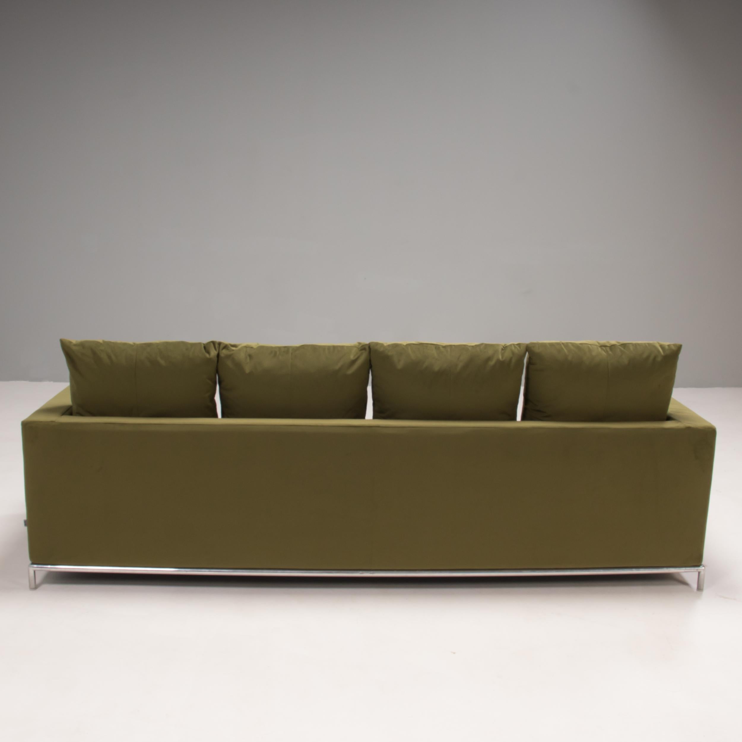B&B Italia Grünes viersitziges George-Sofa aus Samt von Antonio Citterio im Zustand „Gut“ im Angebot in London, GB