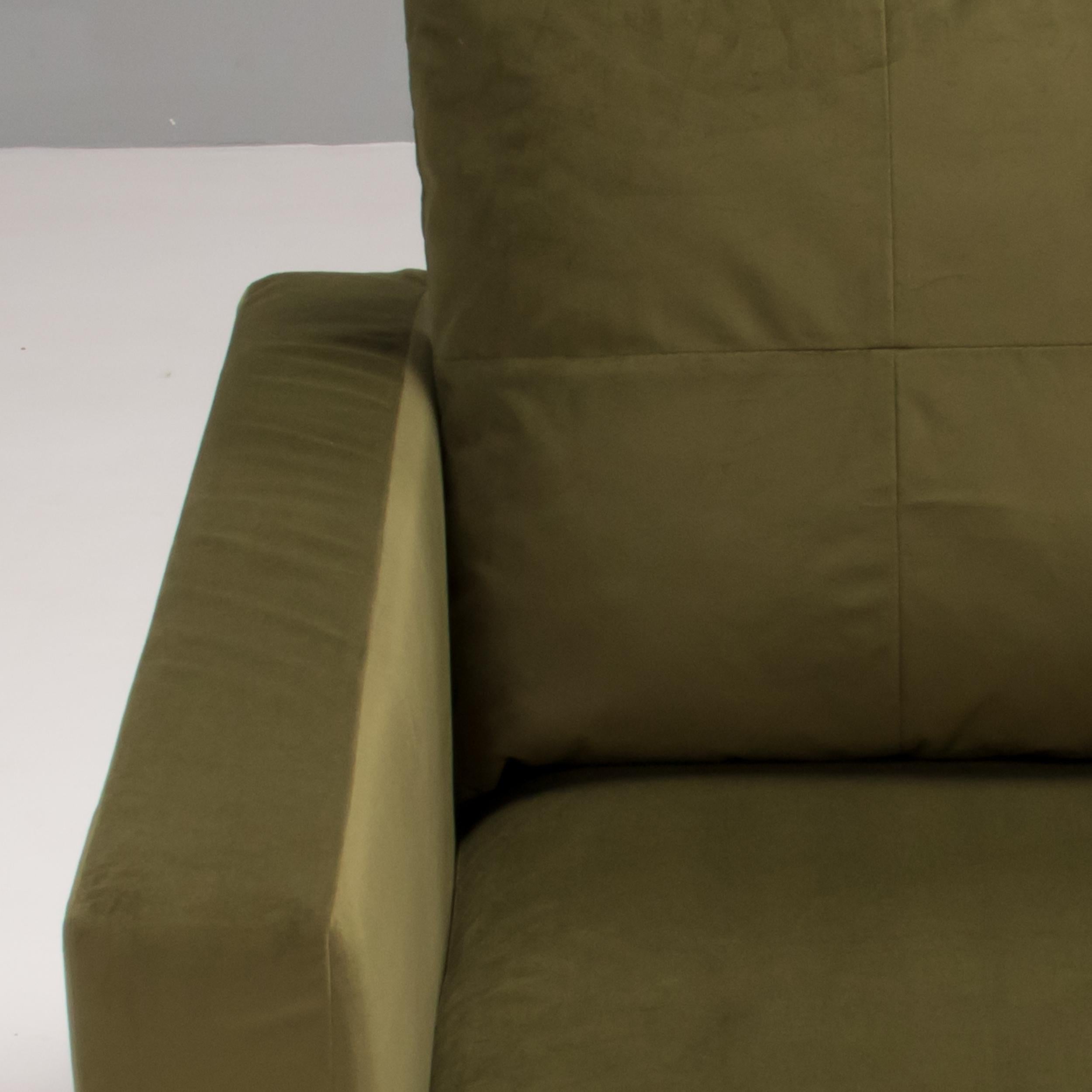 B&B Italia Green Velvet George Four-Seat Sofa by Antonio Citterio In Good Condition For Sale In Basildon, London