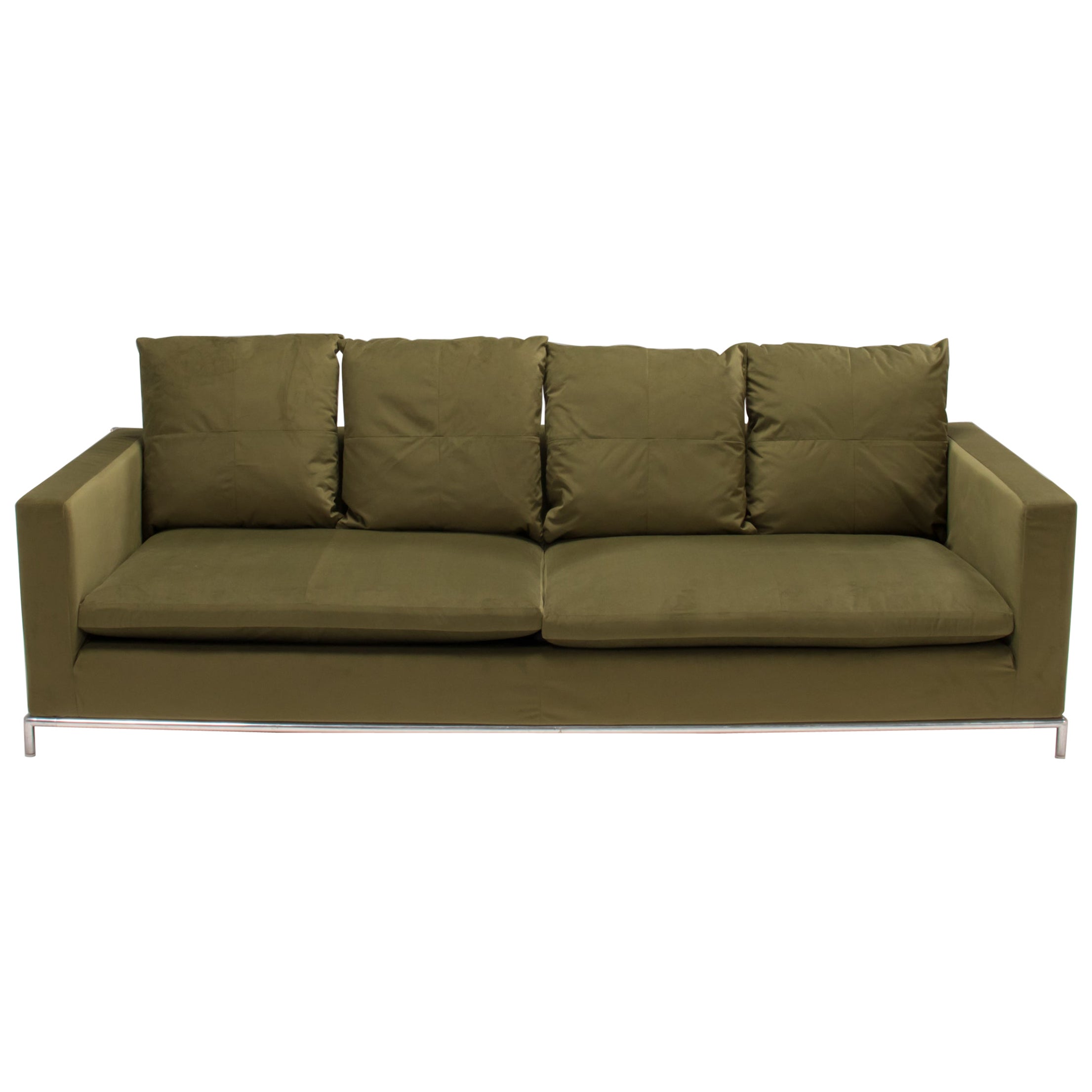 B&B Italia Grünes viersitziges George-Sofa aus Samt von Antonio Citterio