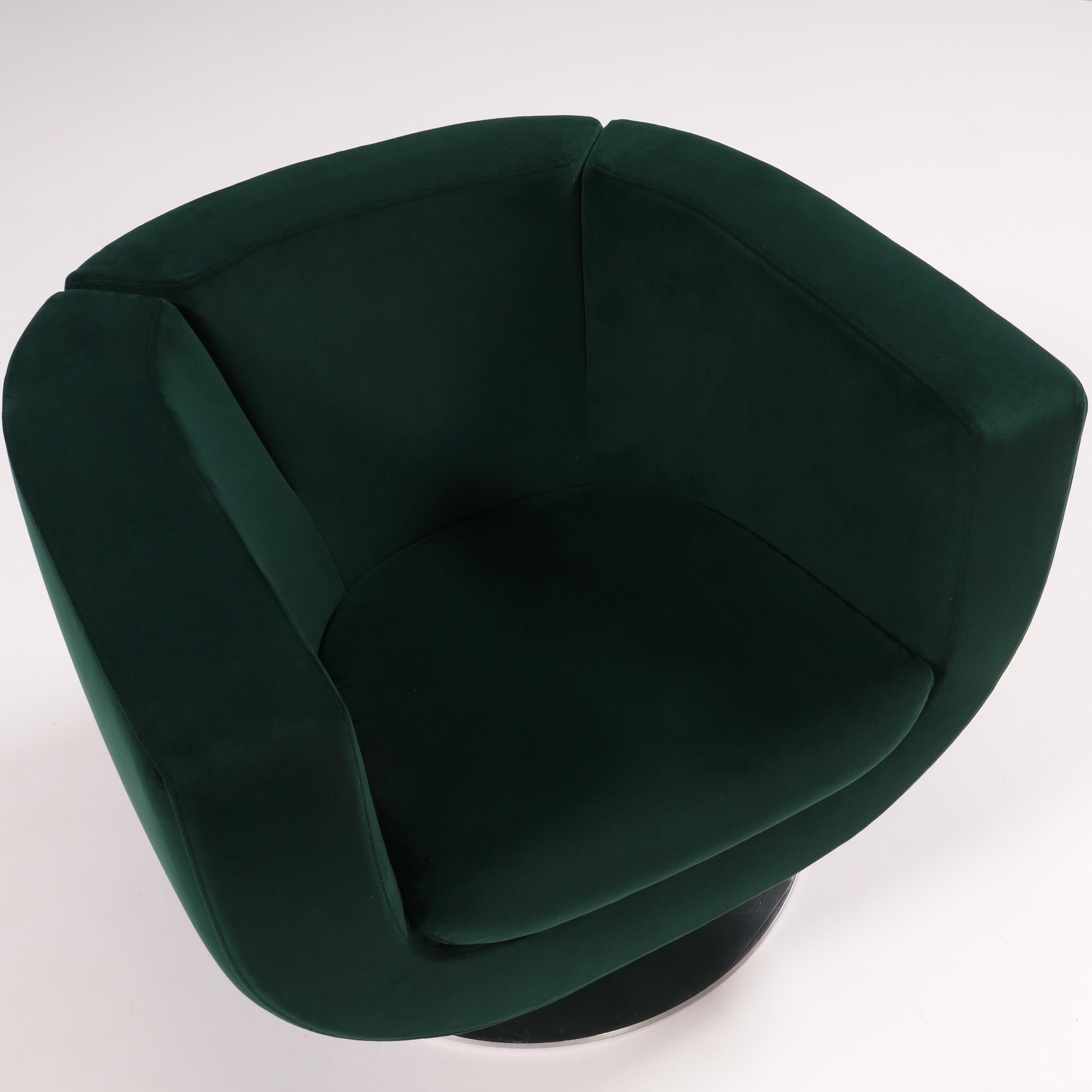 Modern B&B Italia Green Velvet Tulip Armchair by Jeffrey Bernett