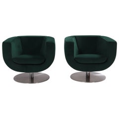 B&B Italia Tulip Armlehnstühle aus grünem Samt von Jeffrey Bernett:: 2er Set